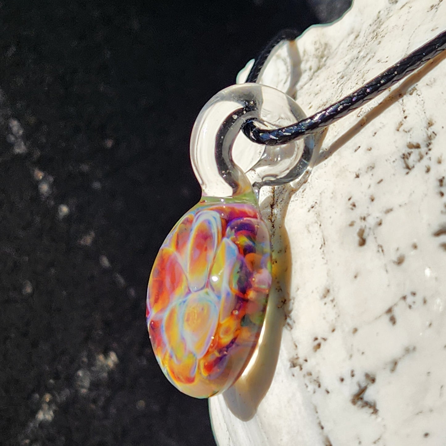 Handmade Blown Glass Pendant – Crushed Glass Jewelry