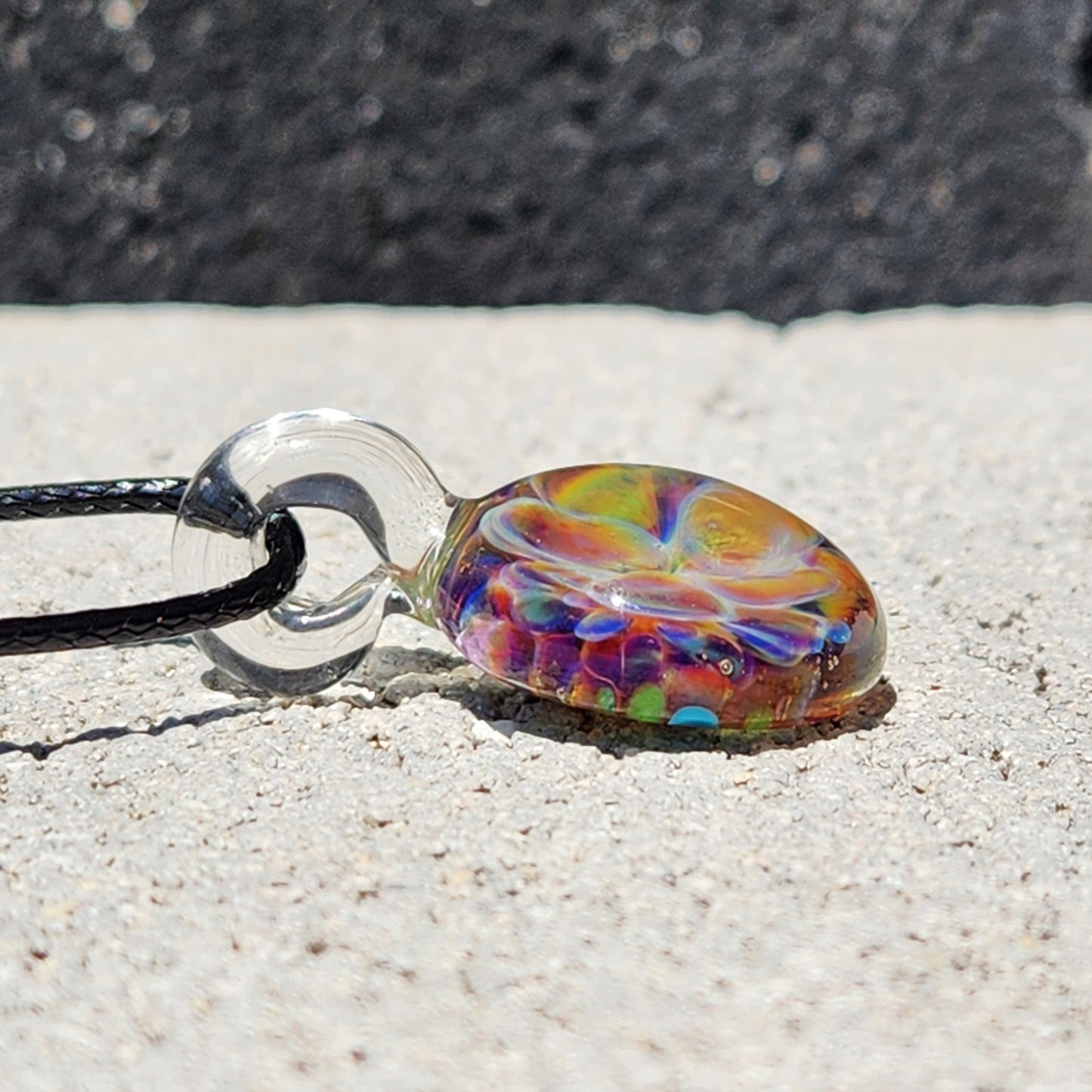 Handmade Blown Glass Pendant – Crushed Glass Jewelry