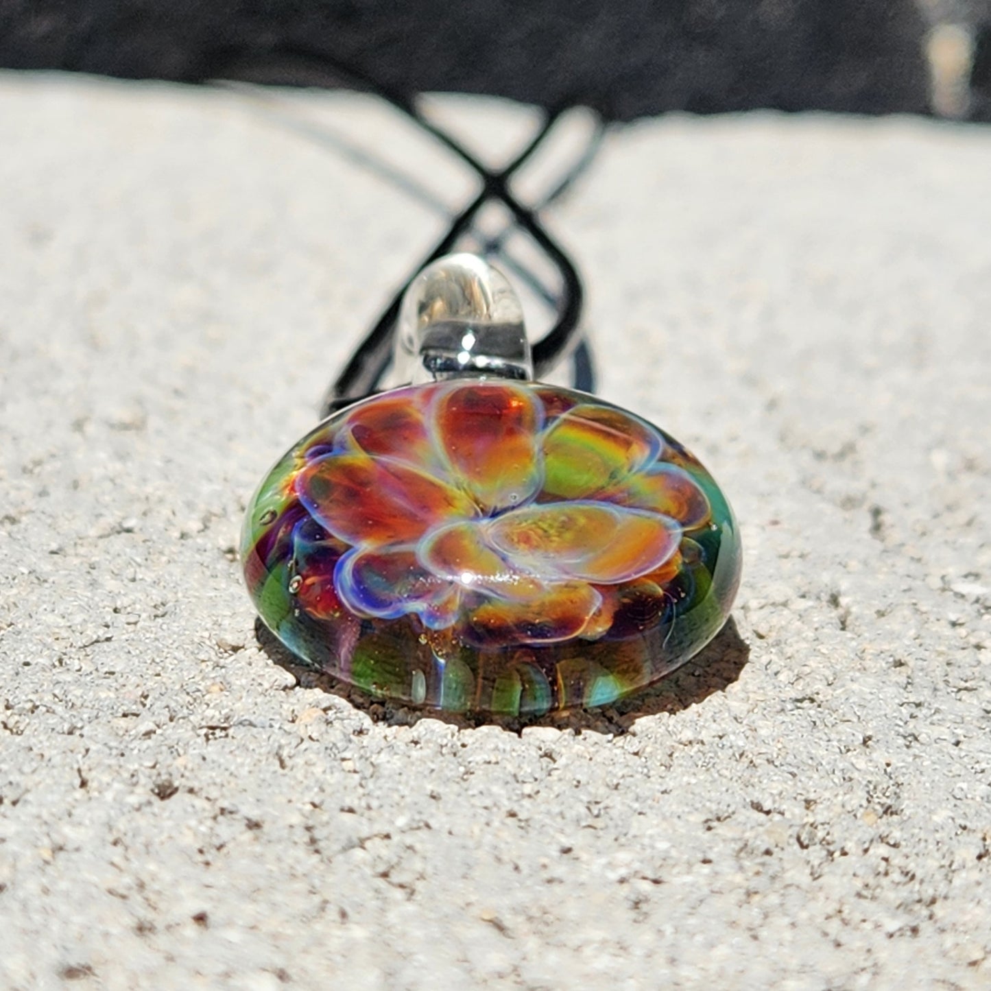 Handmade Blown Glass Pendant – Crushed Glass Jewelry
