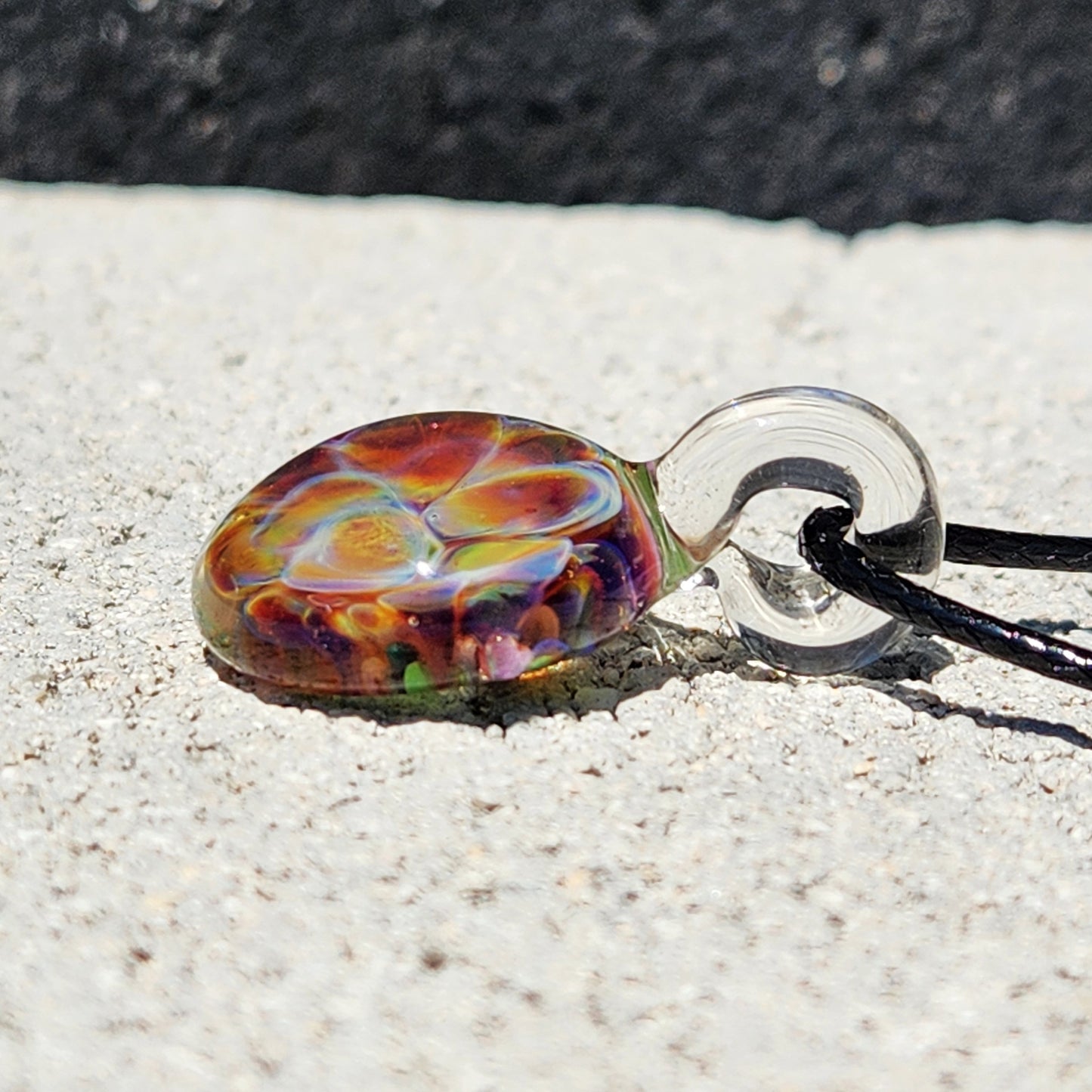 Handmade Blown Glass Pendant – Crushed Glass Jewelry