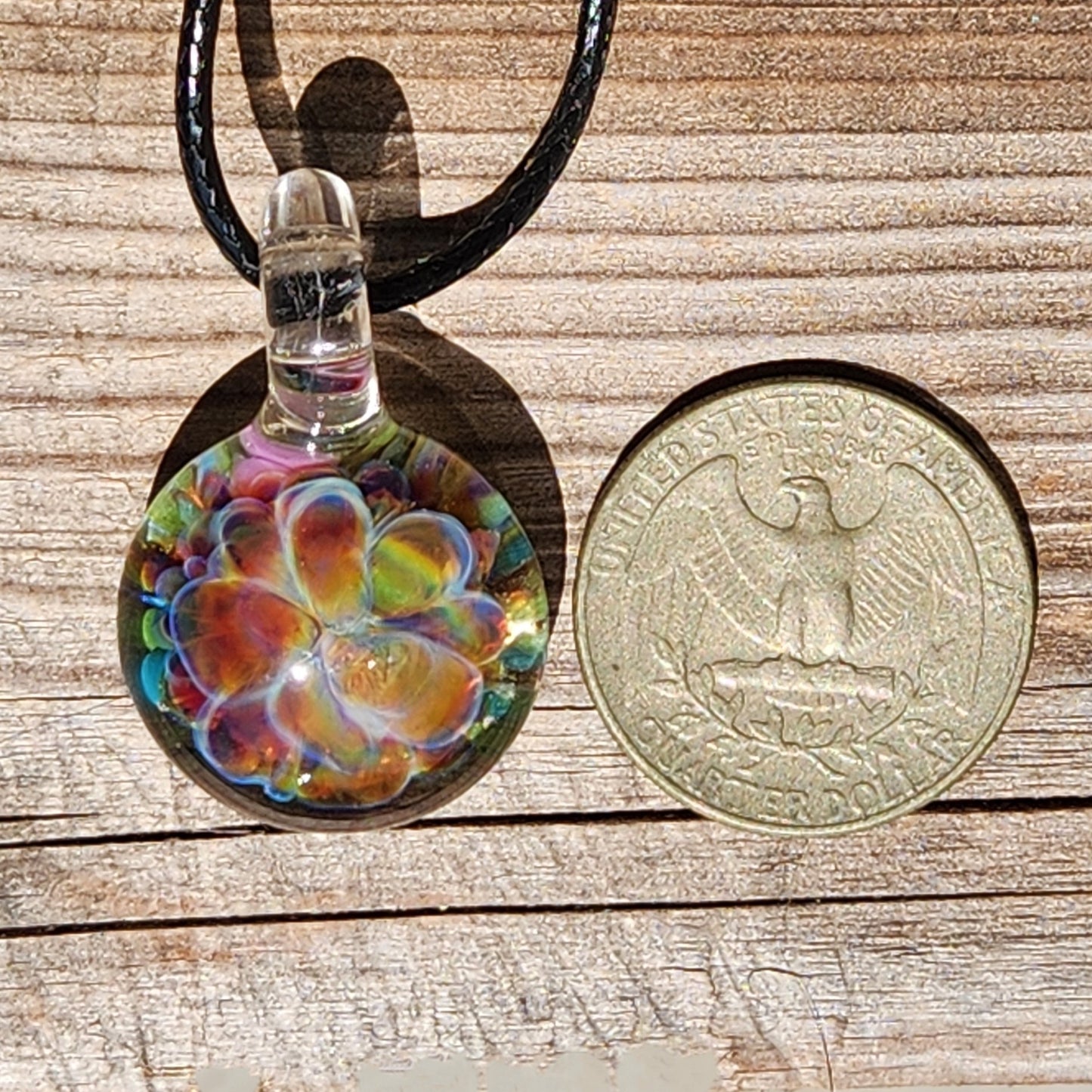 Handmade Blown Glass Pendant – Crushed Glass Jewelry