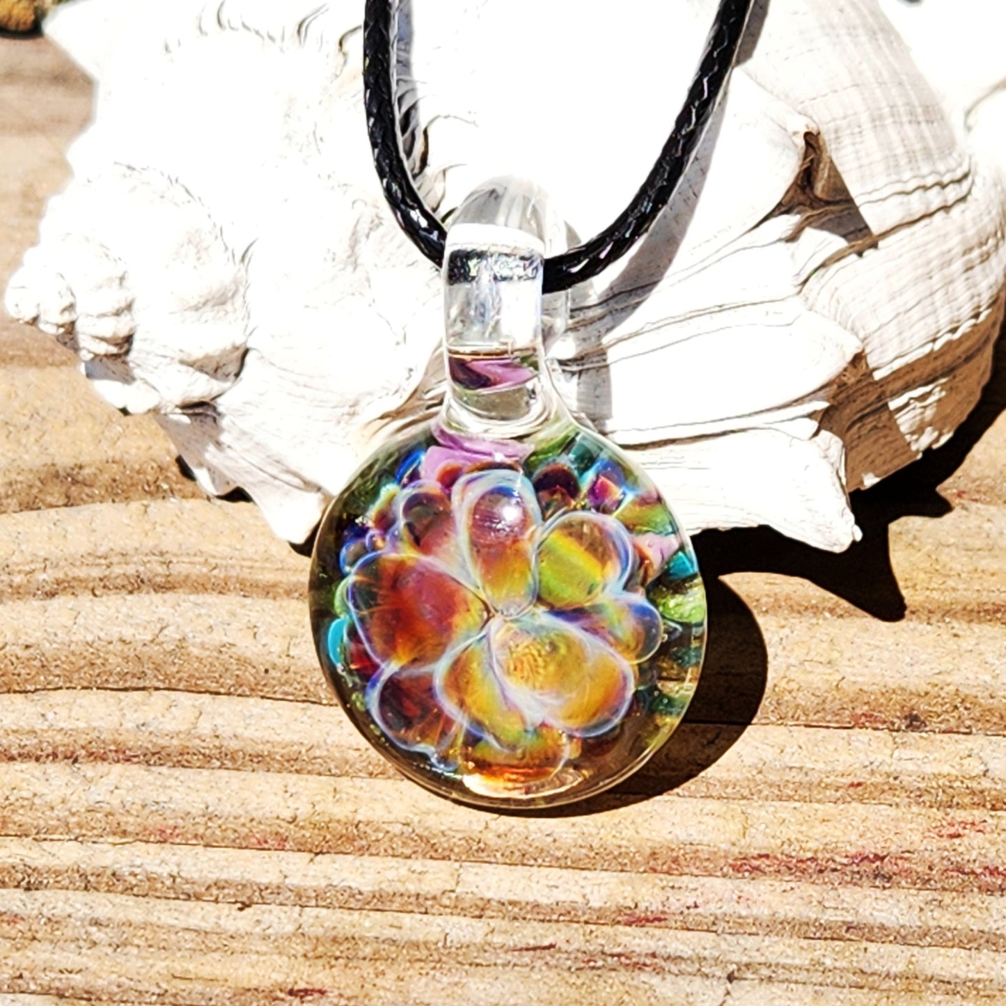 Handmade Blown Glass Pendant – Crushed Glass Jewelry