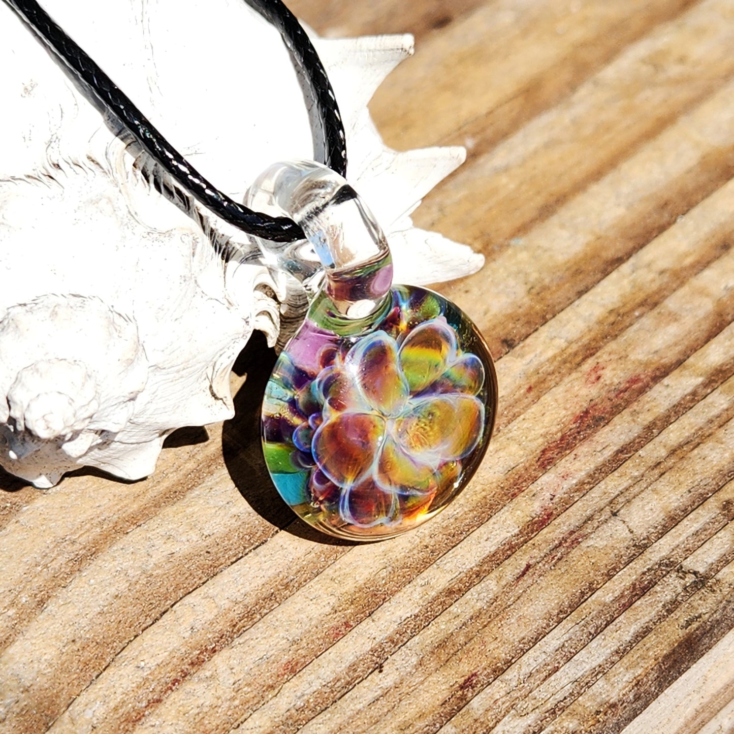 Handmade Blown Glass Pendant – Crushed Glass Jewelry