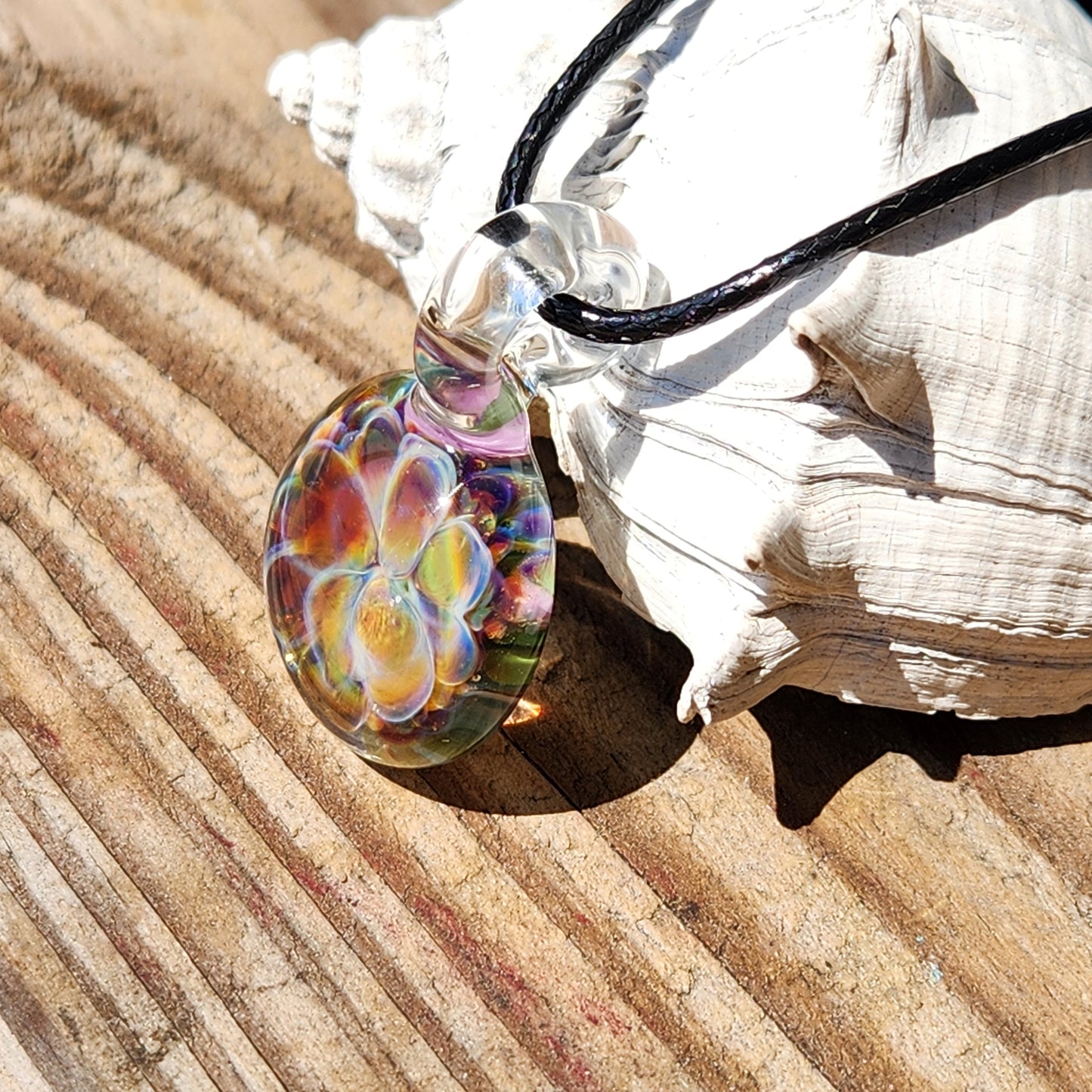 Handmade Blown Glass Pendant – Crushed Glass Jewelry