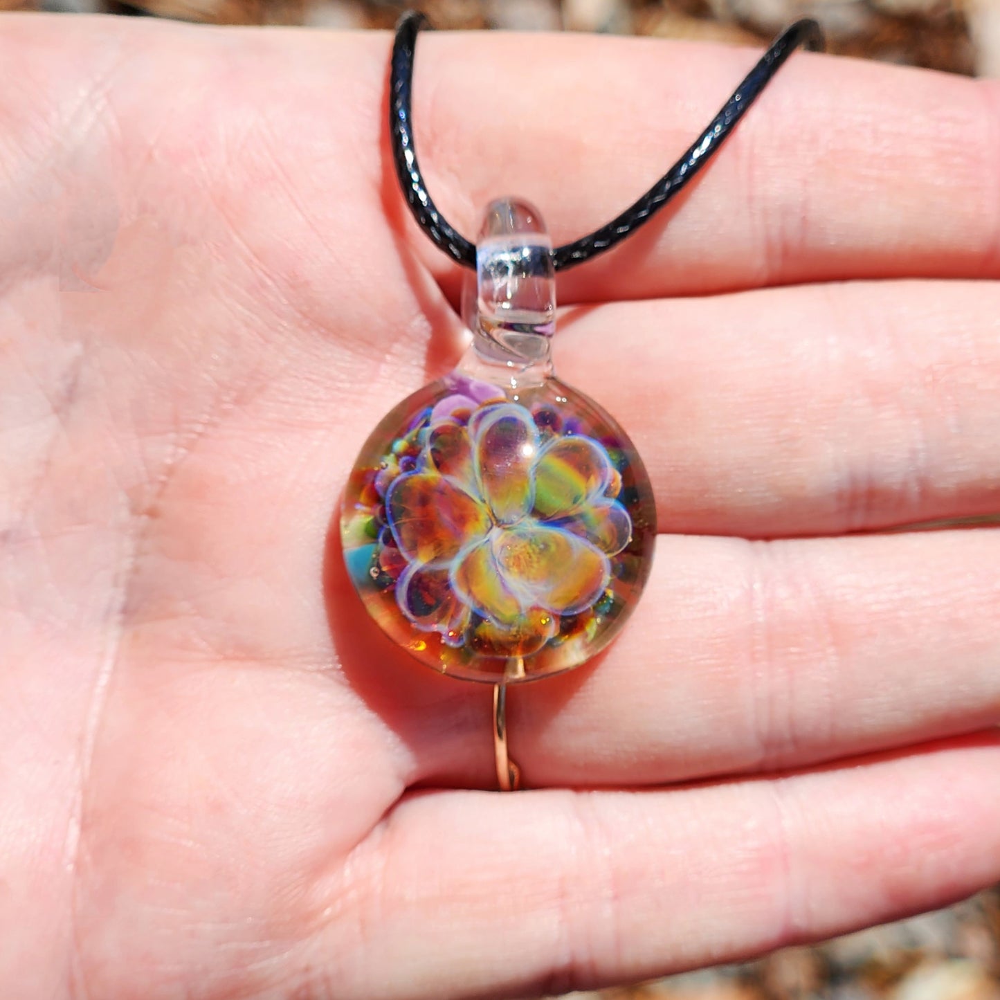 Handmade Blown Glass Pendant – Crushed Glass Jewelry