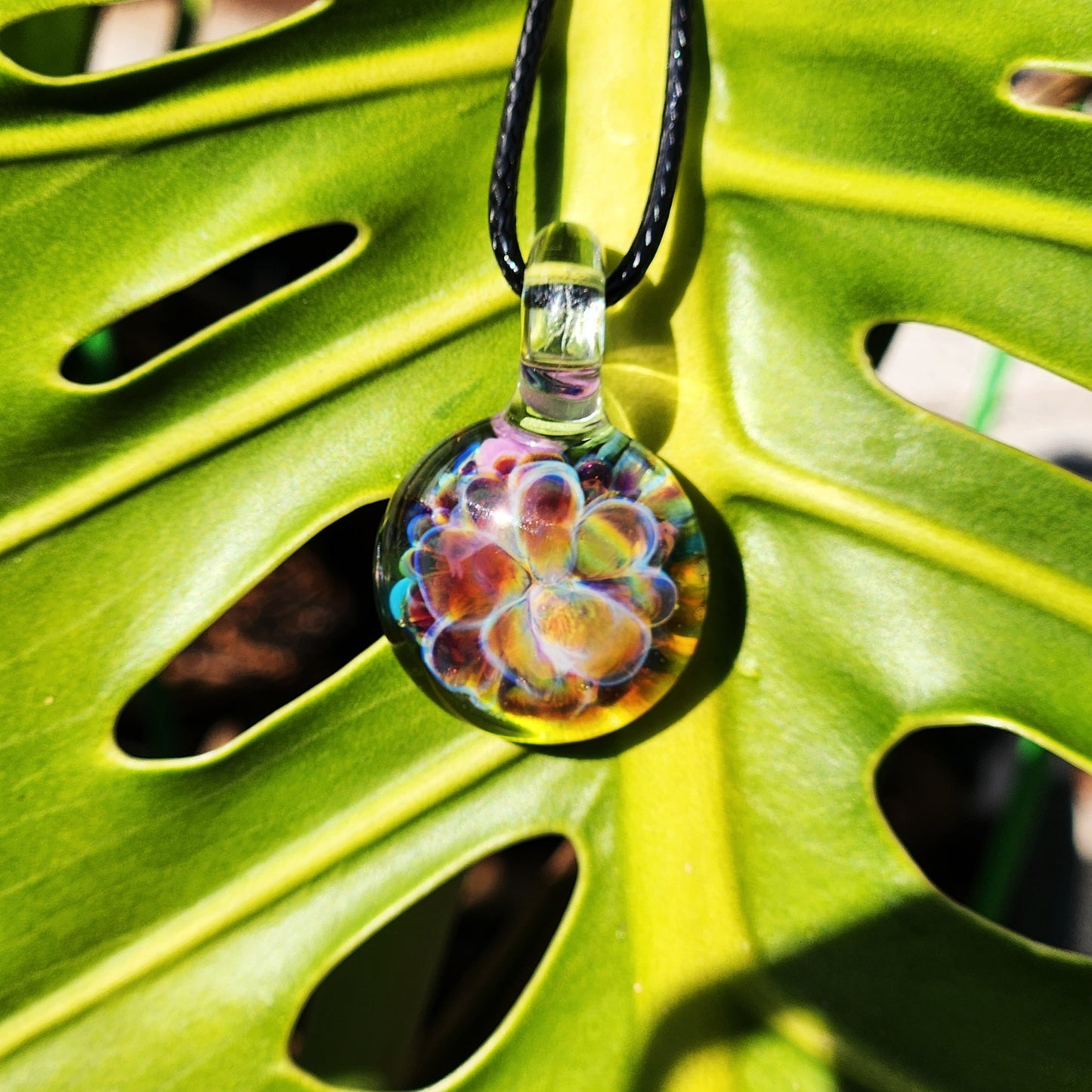 Handmade Blown Glass Pendant – Crushed Glass Jewelry