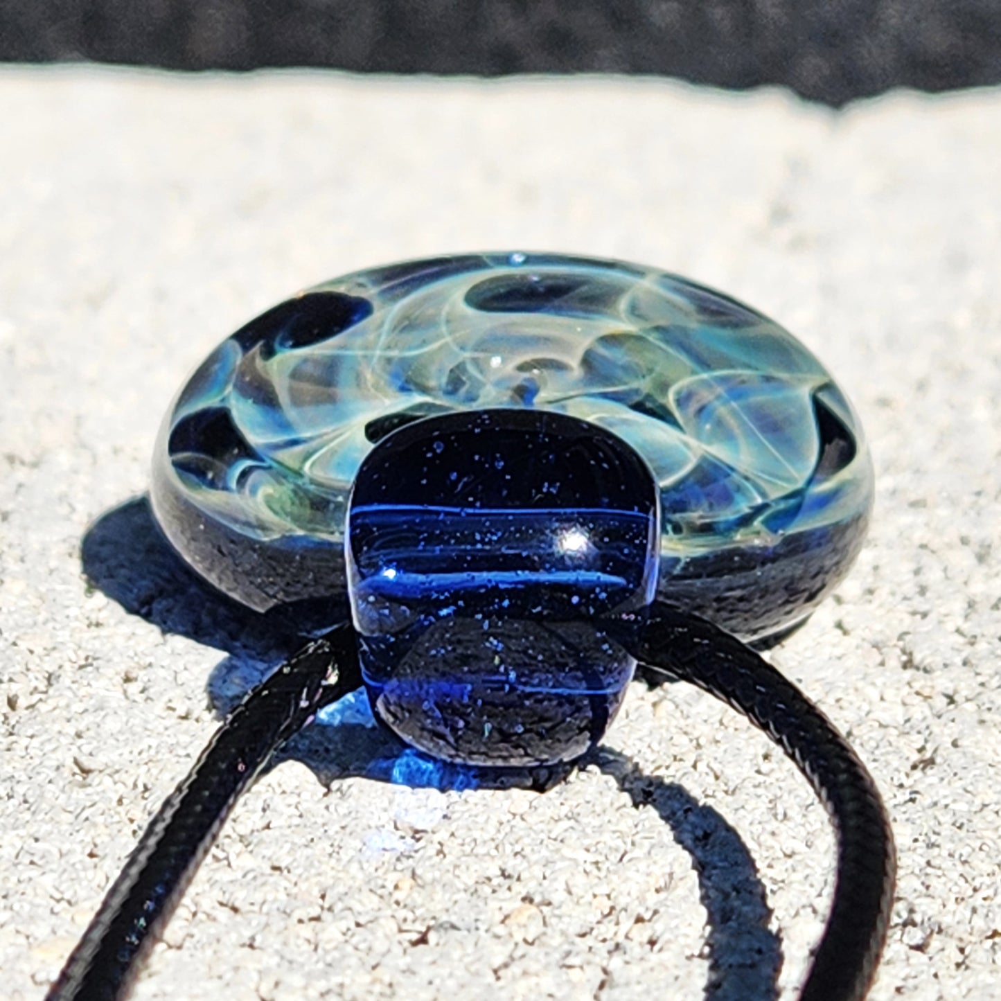 Silver Fumed Glass Pendant Necklace - Handmade Jewelry