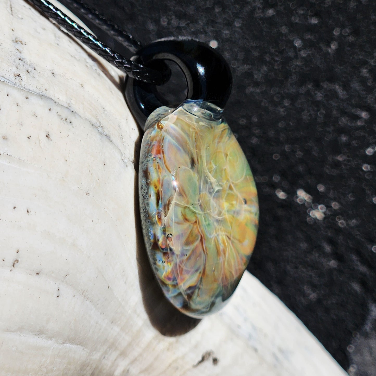 Heady Glass Pendant Necklace – Soft Psychedelic Opal Glow