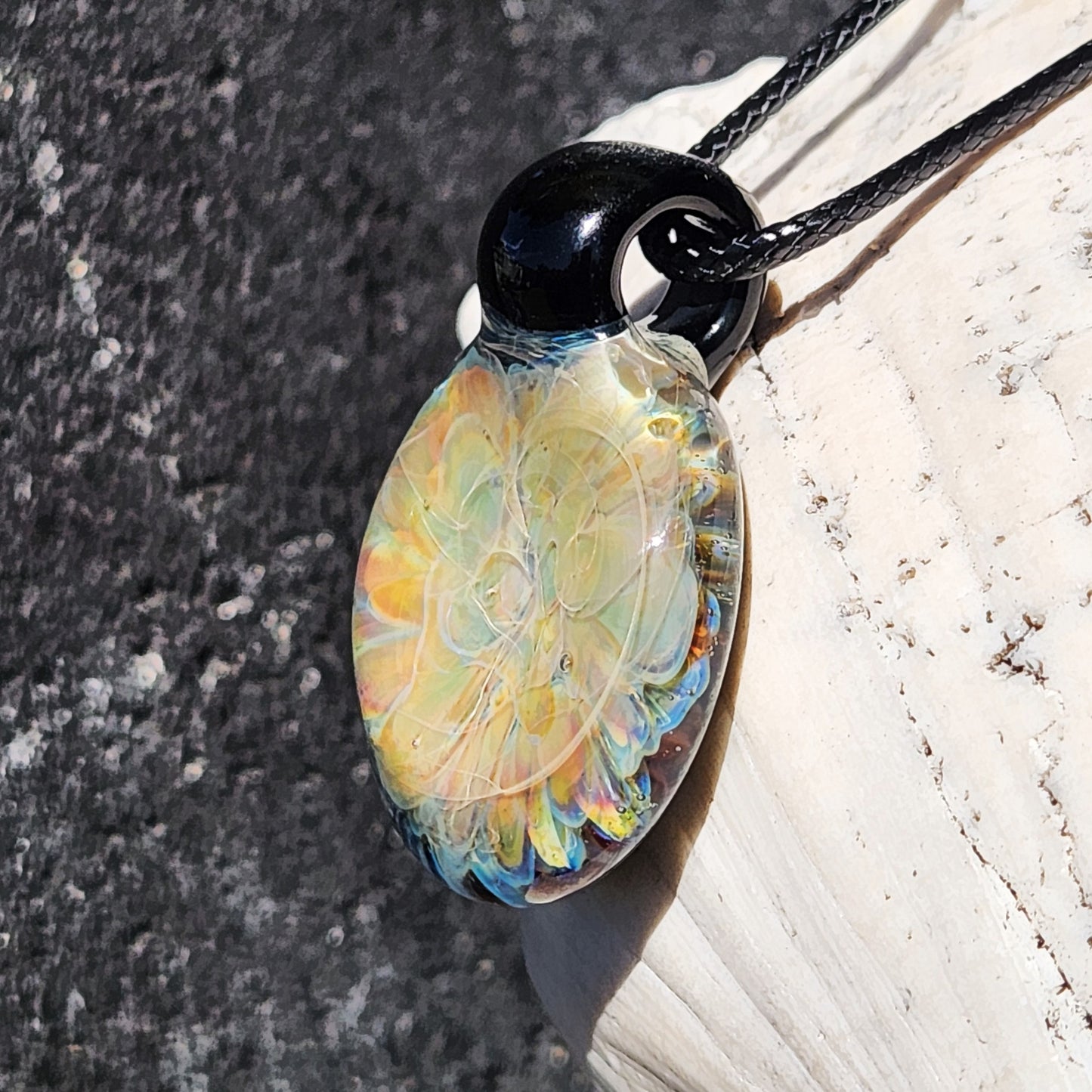 Heady Glass Pendant Necklace – Soft Psychedelic Opal Glow
