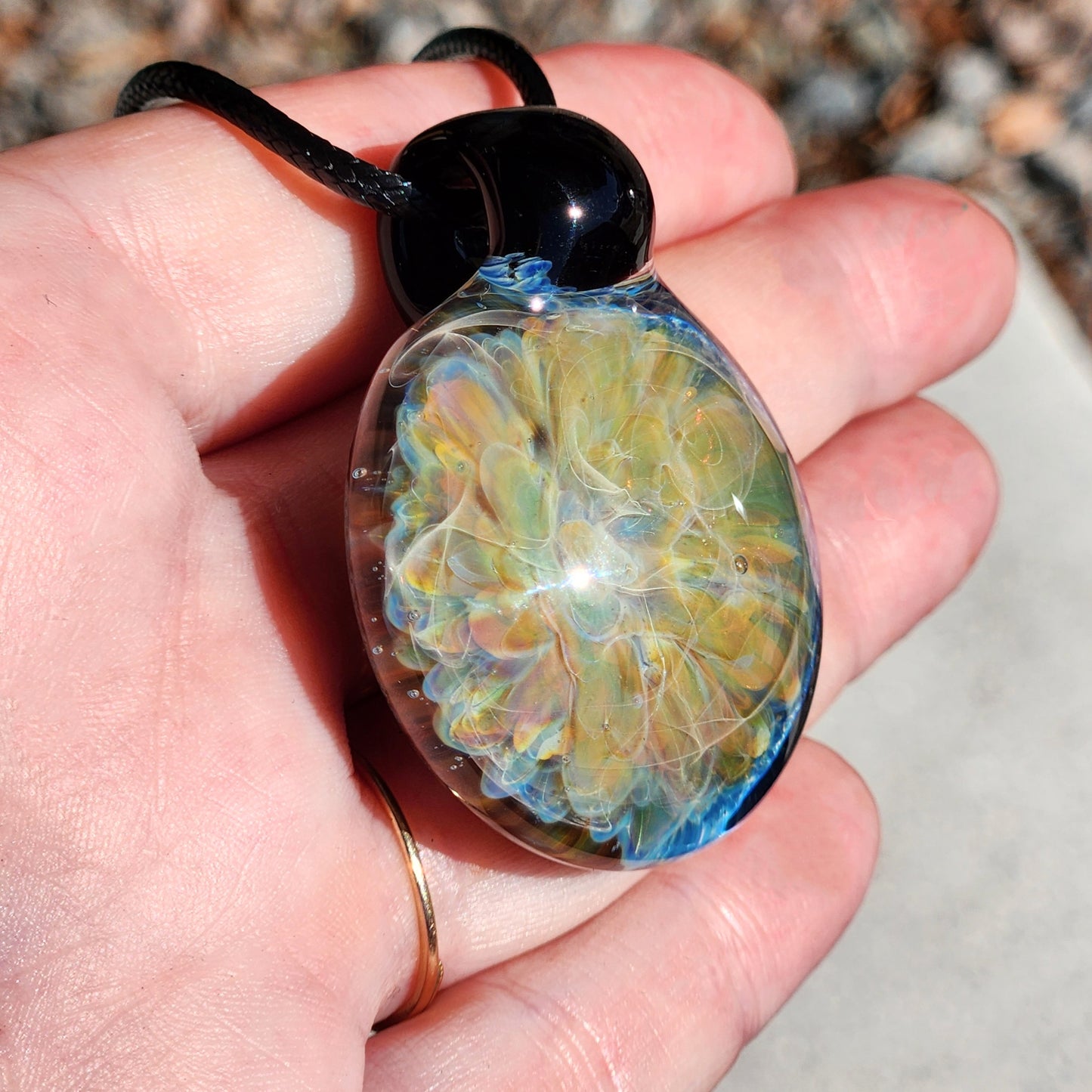 Heady Glass Pendant Necklace – Soft Psychedelic Opal Glow