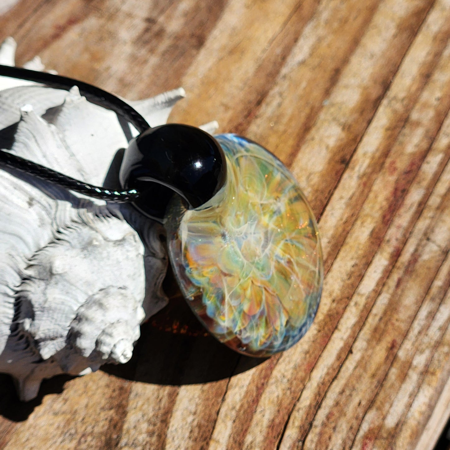 Heady Glass Pendant Necklace – Soft Psychedelic Opal Glow