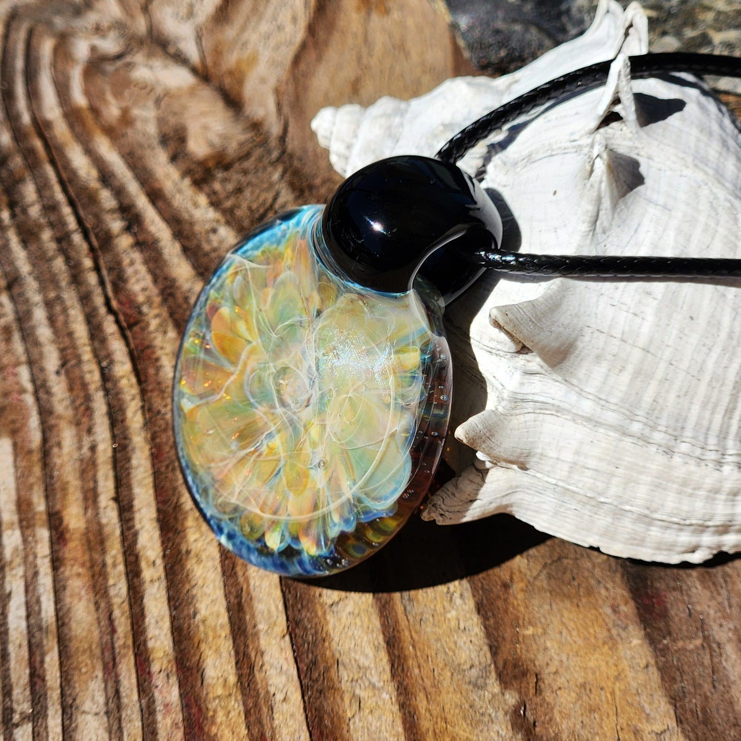 Heady Glass Pendant Necklace – Soft Psychedelic Opal Glow