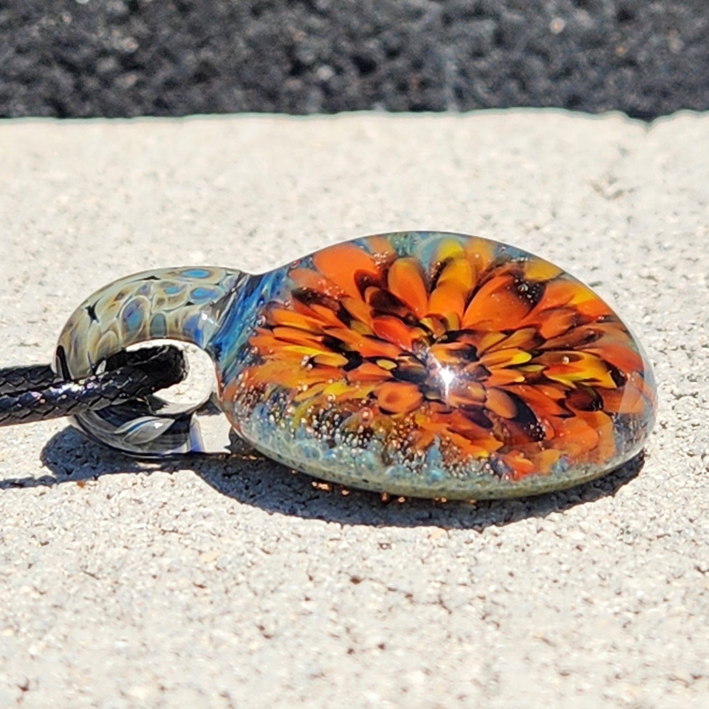 Hand Blown Glass Flower Pendant Necklace