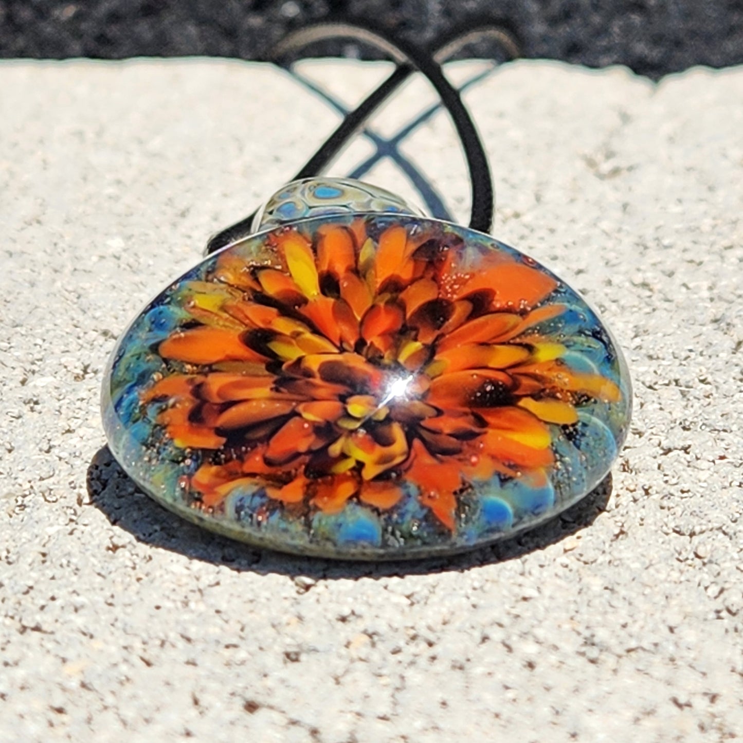 Hand Blown Glass Flower Pendant Necklace
