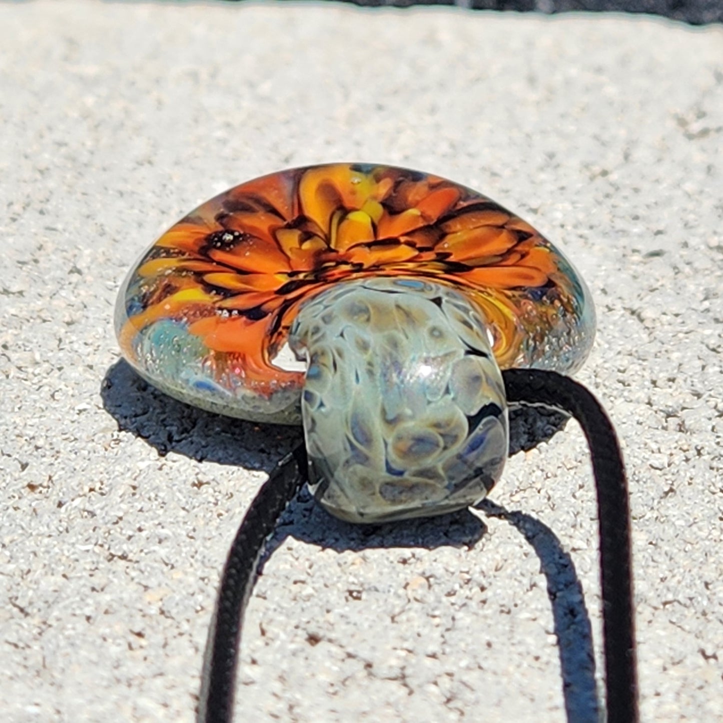 Hand Blown Glass Flower Pendant Necklace