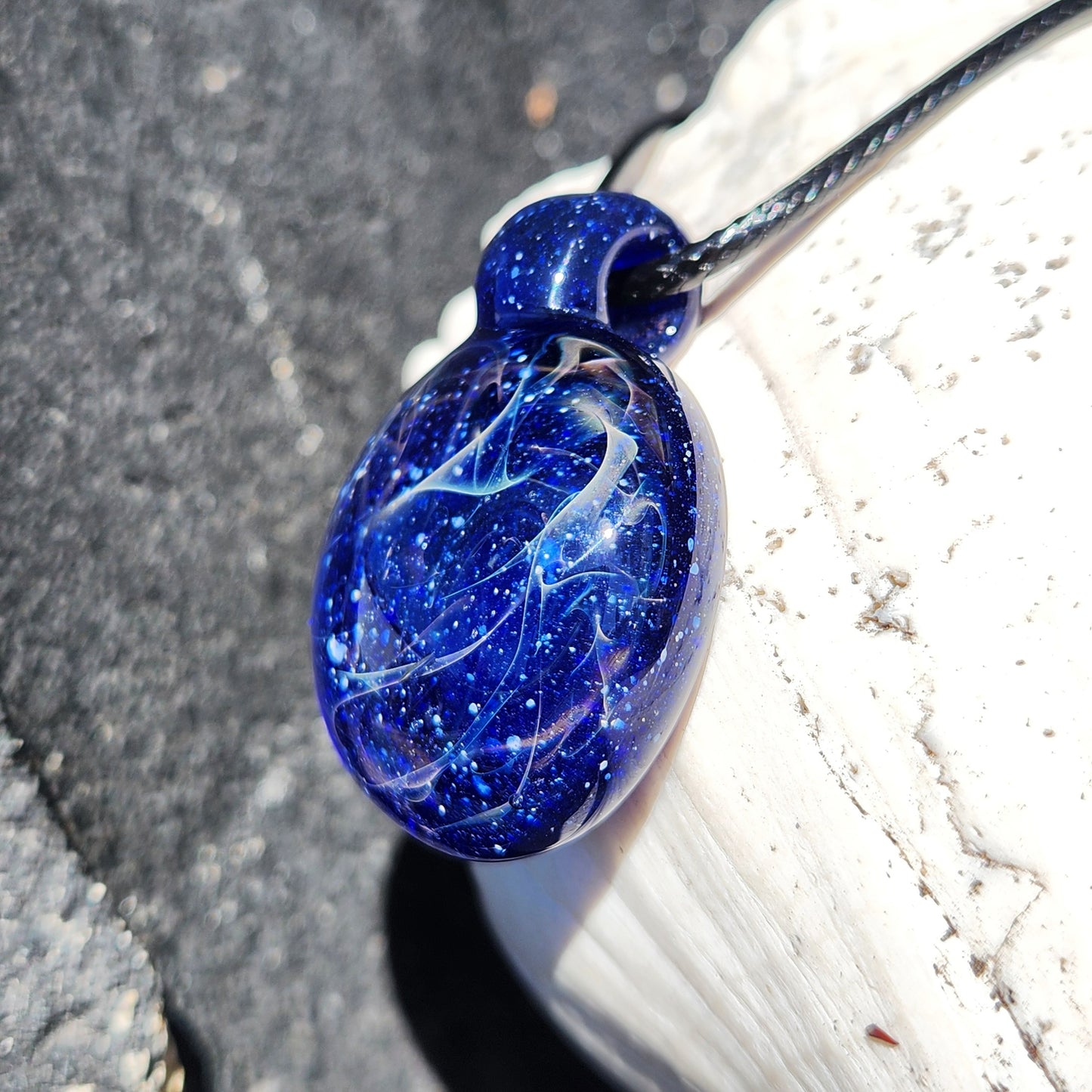 Blue Swirl Glass Pendant Necklace – Handmade with Pure Silver