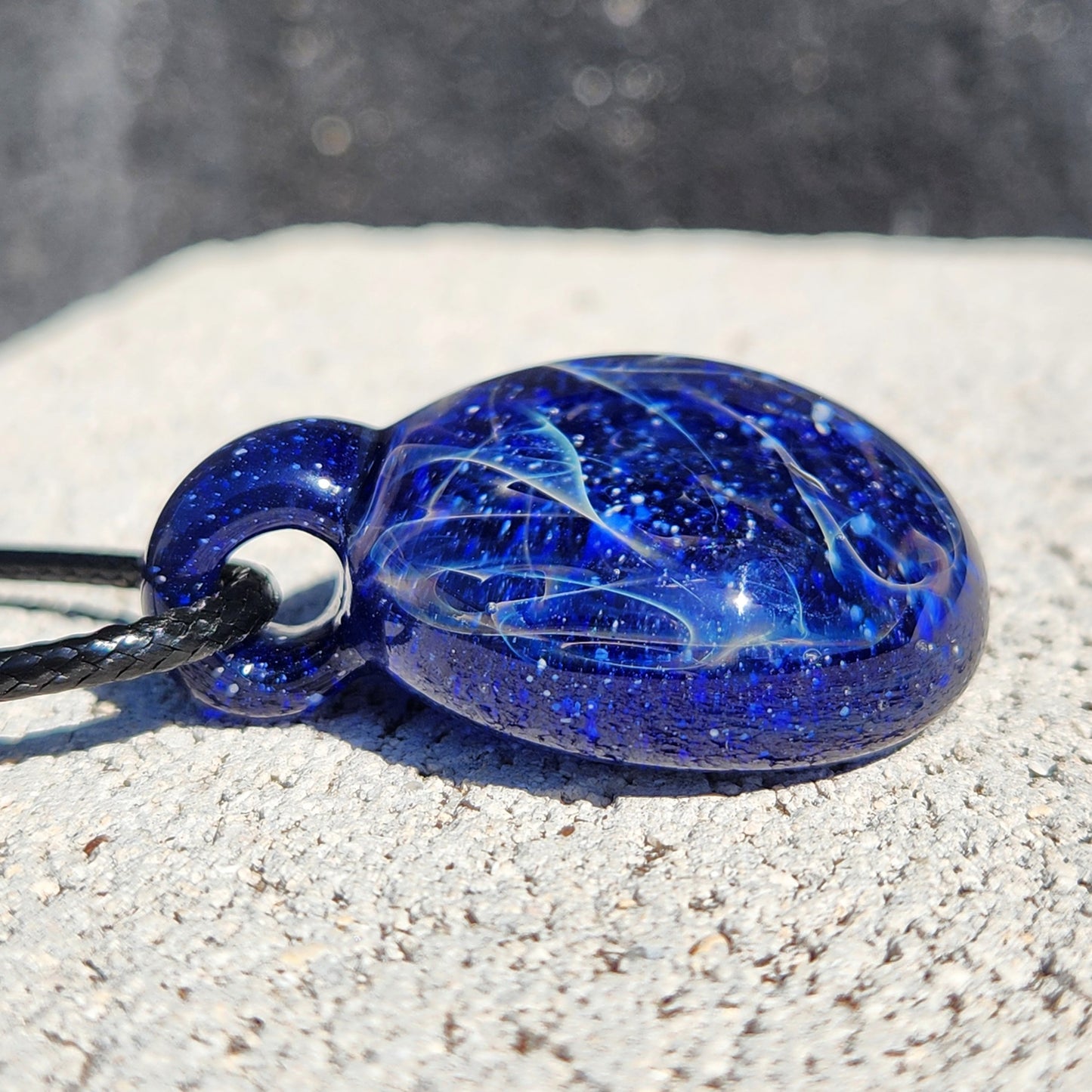 Blue Swirl Glass Pendant Necklace – Handmade with Pure Silver