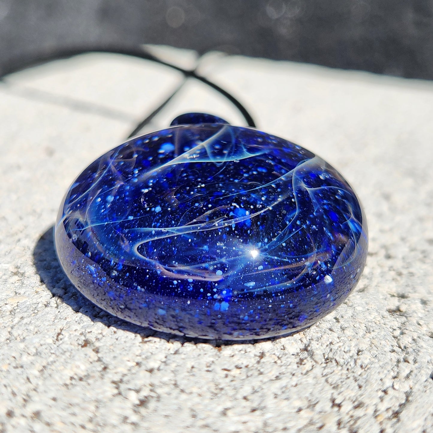 Blue Swirl Glass Pendant Necklace – Handmade with Pure Silver