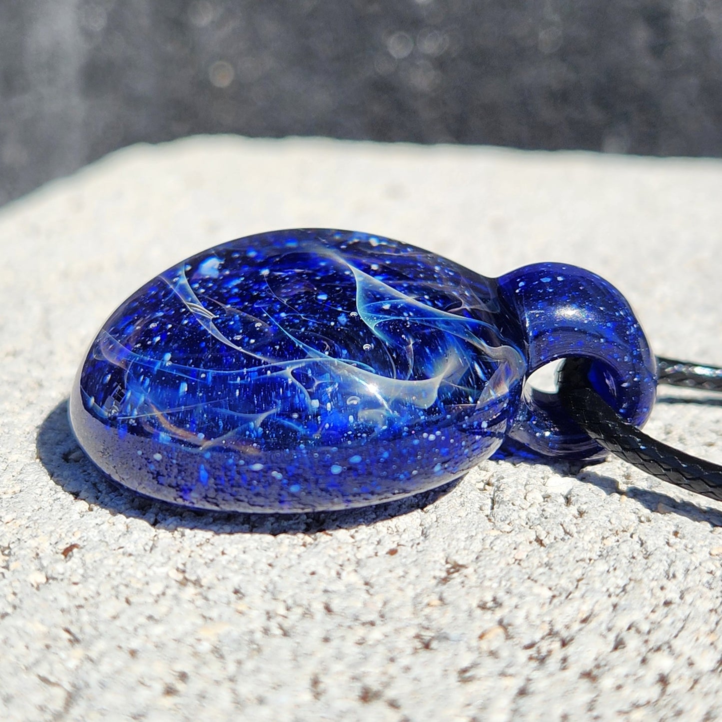 Blue Swirl Glass Pendant Necklace – Handmade with Pure Silver