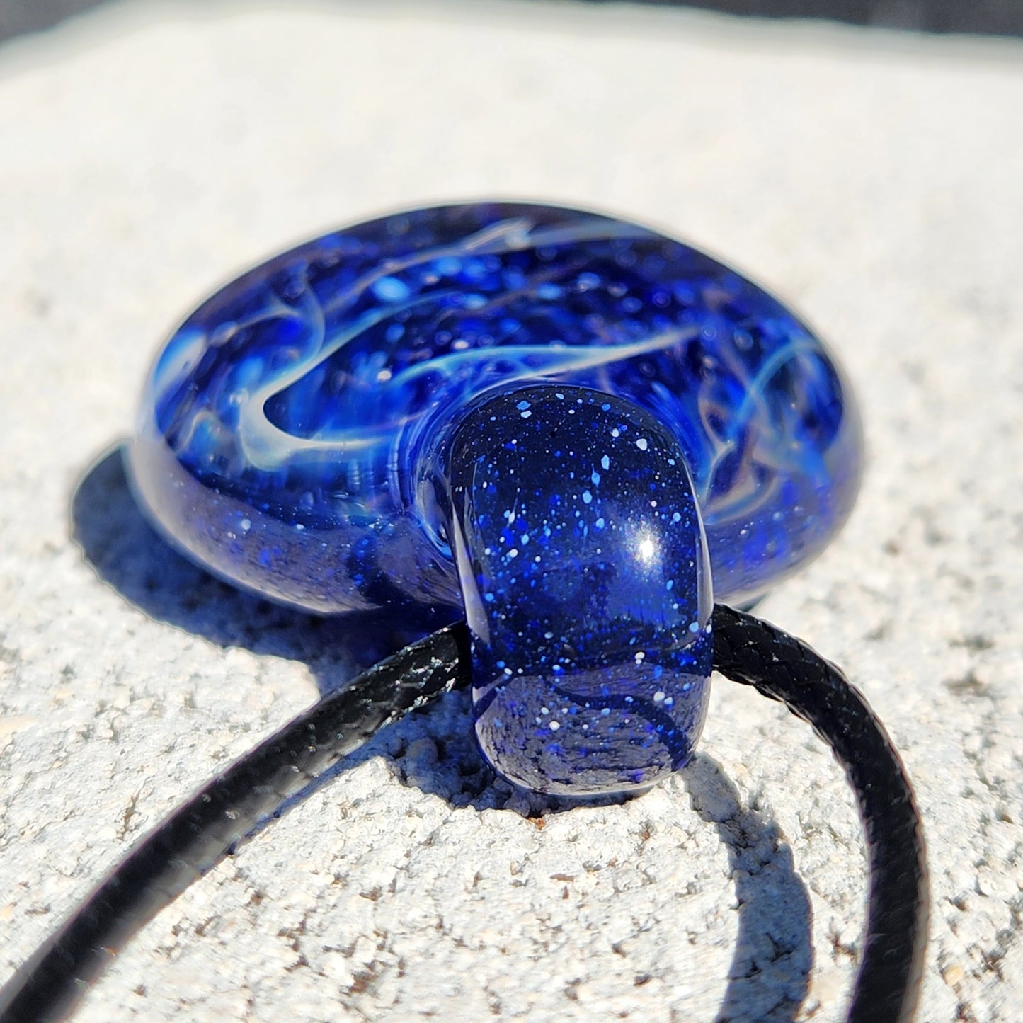 Blue Swirl Glass Pendant Necklace – Handmade with Pure Silver