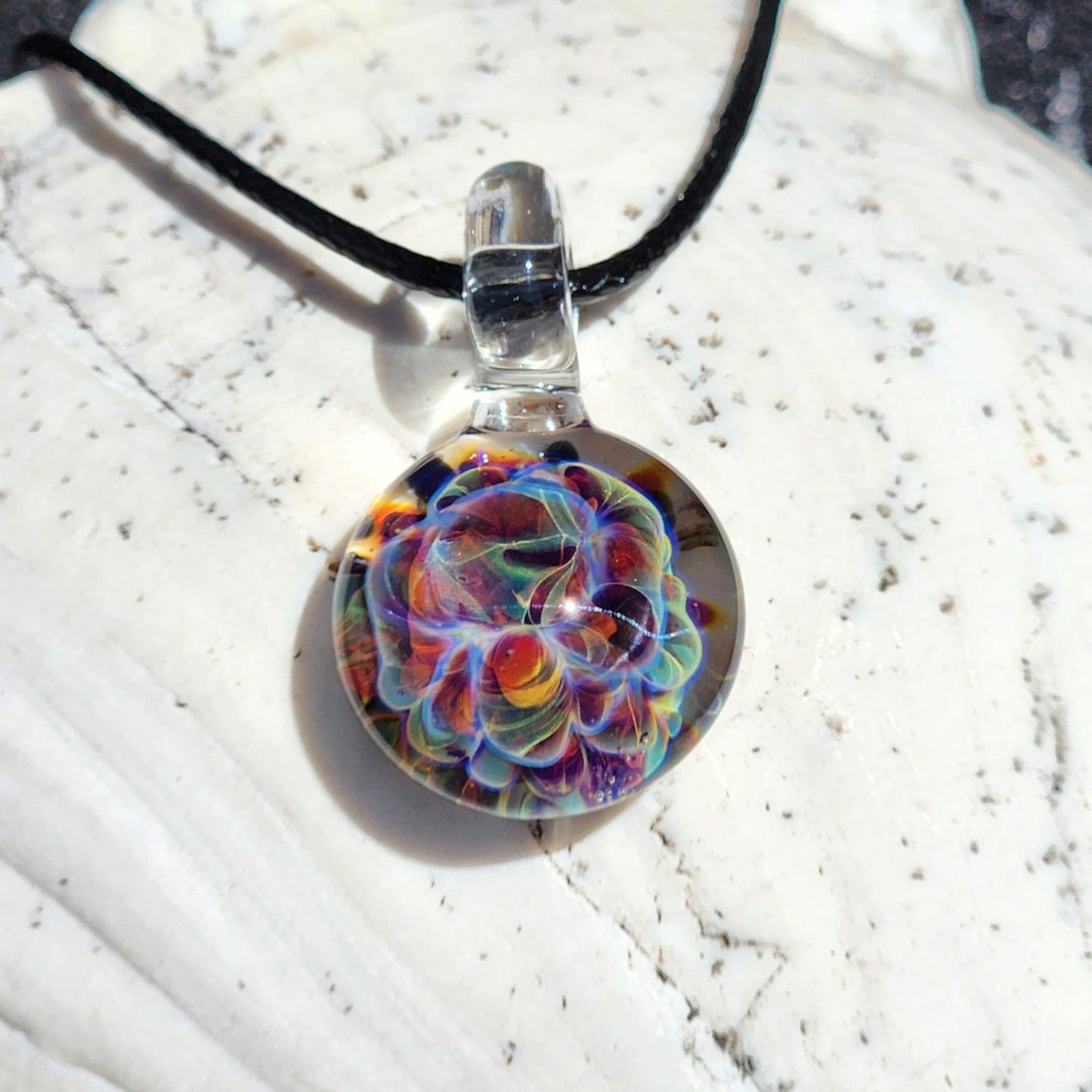 Handmade Blown Glass Pendant – Crushed Glass Jewelry