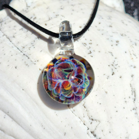 Handmade Blown Glass Pendant – Crushed Glass Jewelry