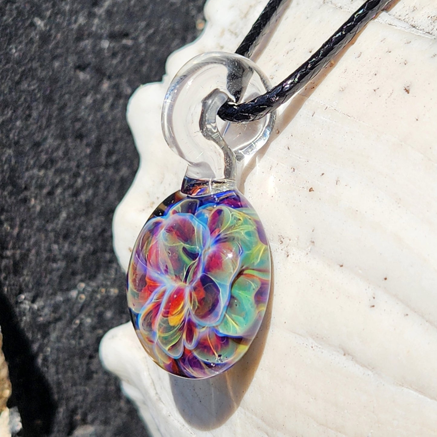 Handmade Blown Glass Pendant – Crushed Glass Jewelry