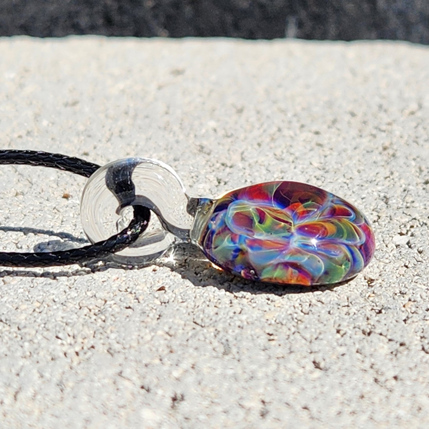 Handmade Blown Glass Pendant – Crushed Glass Jewelry