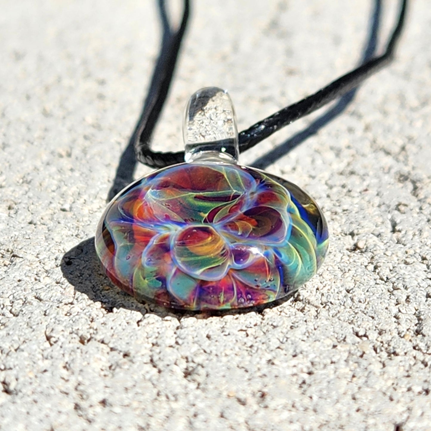 Handmade Blown Glass Pendant – Crushed Glass Jewelry