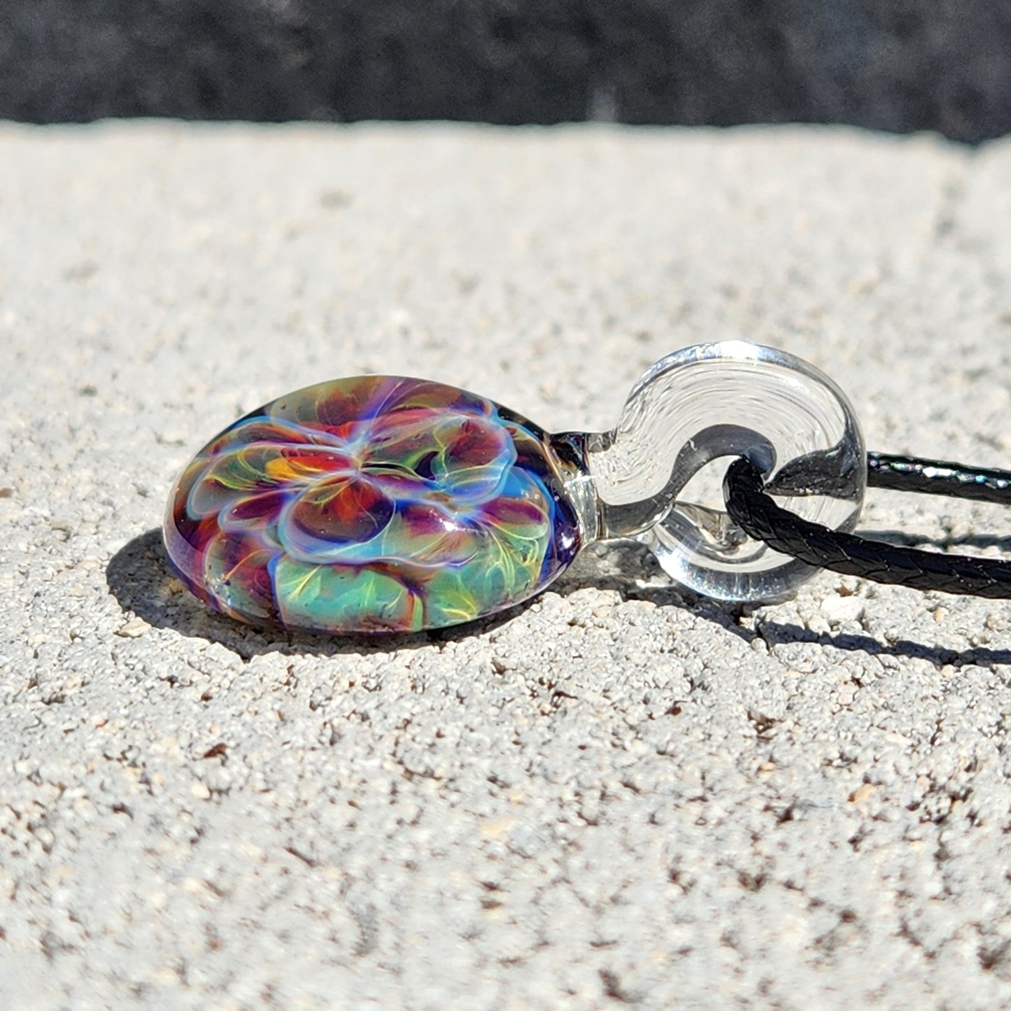 Handmade Blown Glass Pendant – Crushed Glass Jewelry