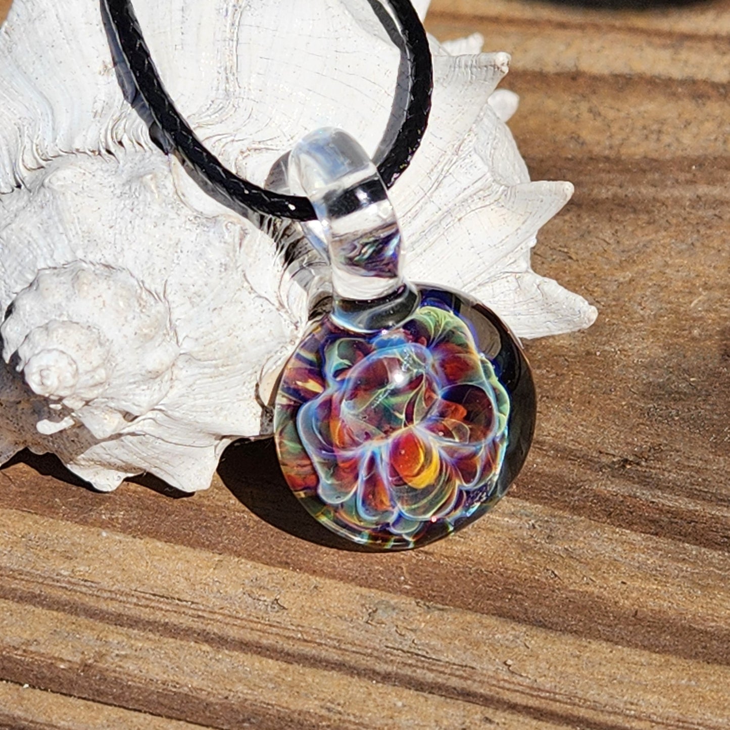 Handmade Blown Glass Pendant – Crushed Glass Jewelry