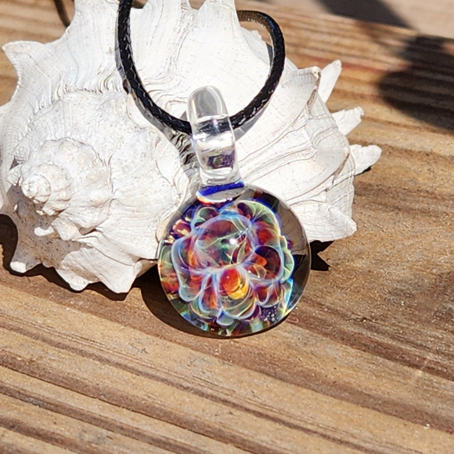 Handmade Blown Glass Pendant – Crushed Glass Jewelry