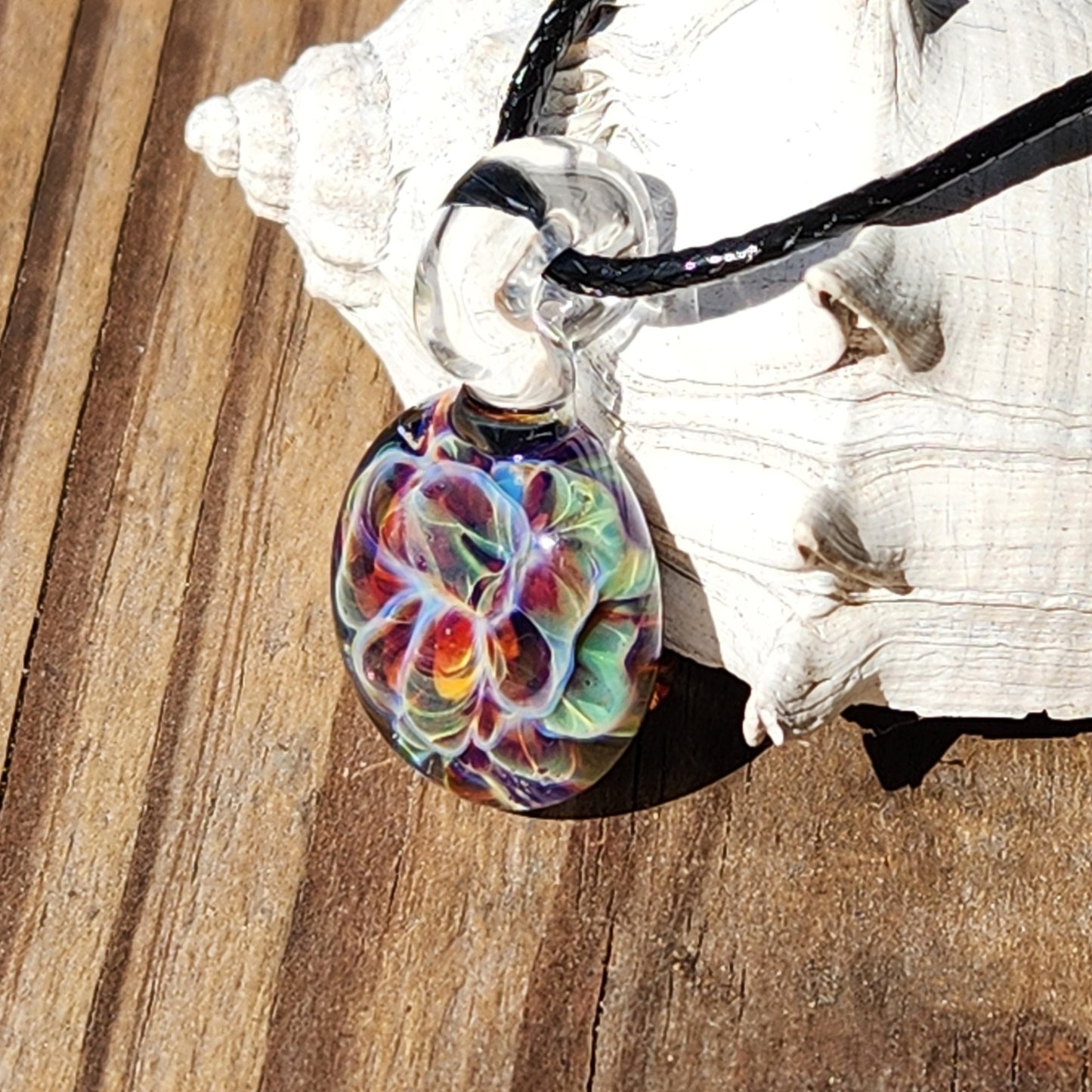 Handmade Blown Glass Pendant – Crushed Glass Jewelry