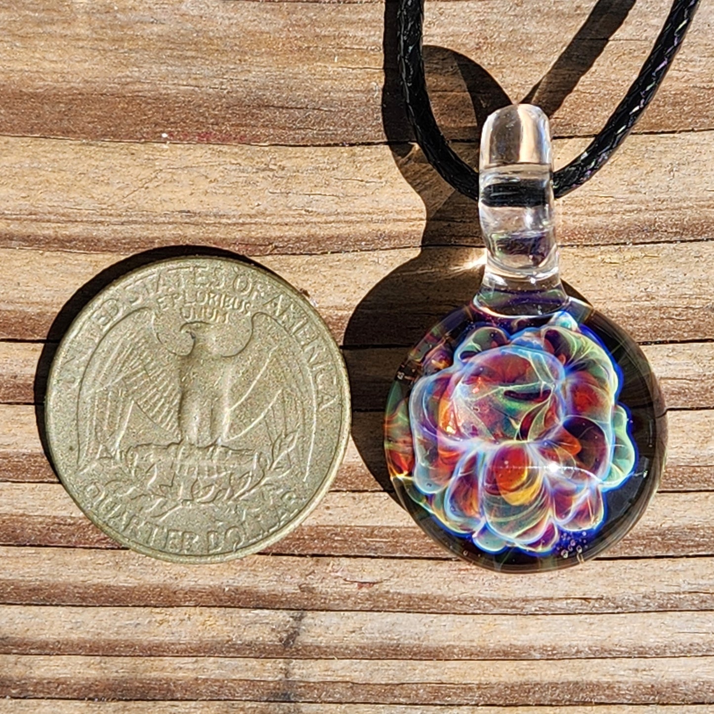 Handmade Blown Glass Pendant – Crushed Glass Jewelry