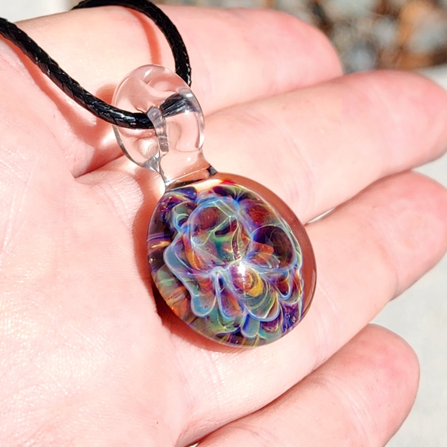 Handmade Blown Glass Pendant – Crushed Glass Jewelry