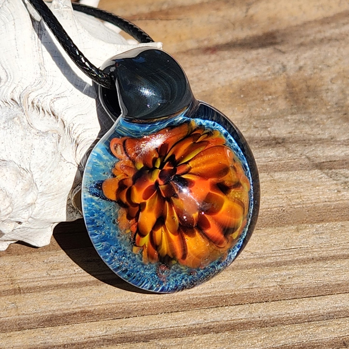 Handmade Funky Blown Glass Pendant Necklace