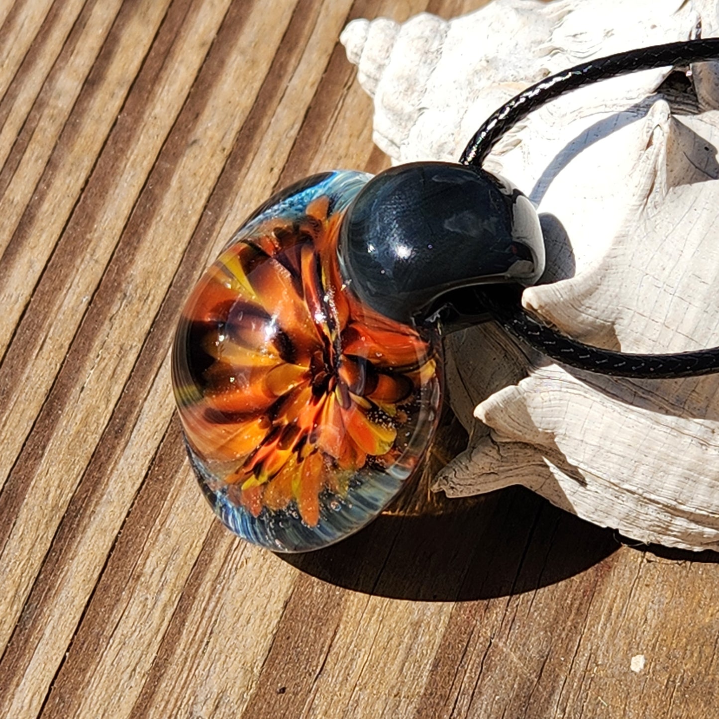 Handmade Funky Blown Glass Pendant Necklace
