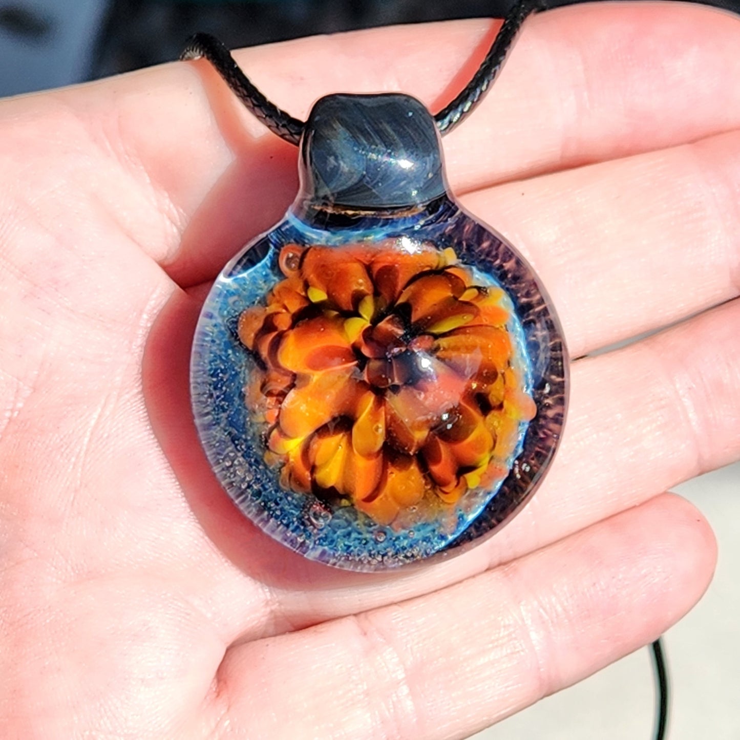 Handmade Funky Blown Glass Pendant Necklace
