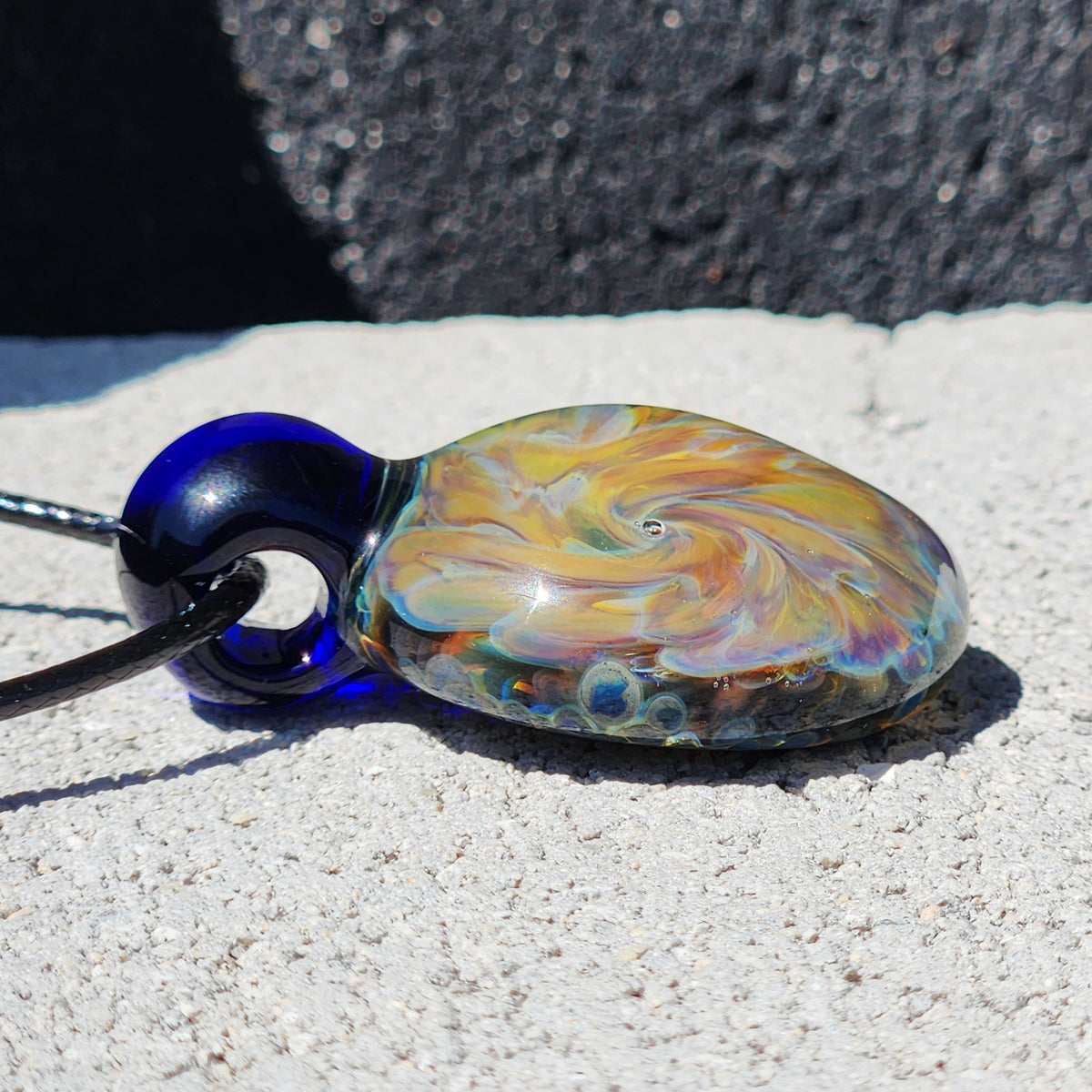 Golden Swirl Handmade Glass Pendant Necklace