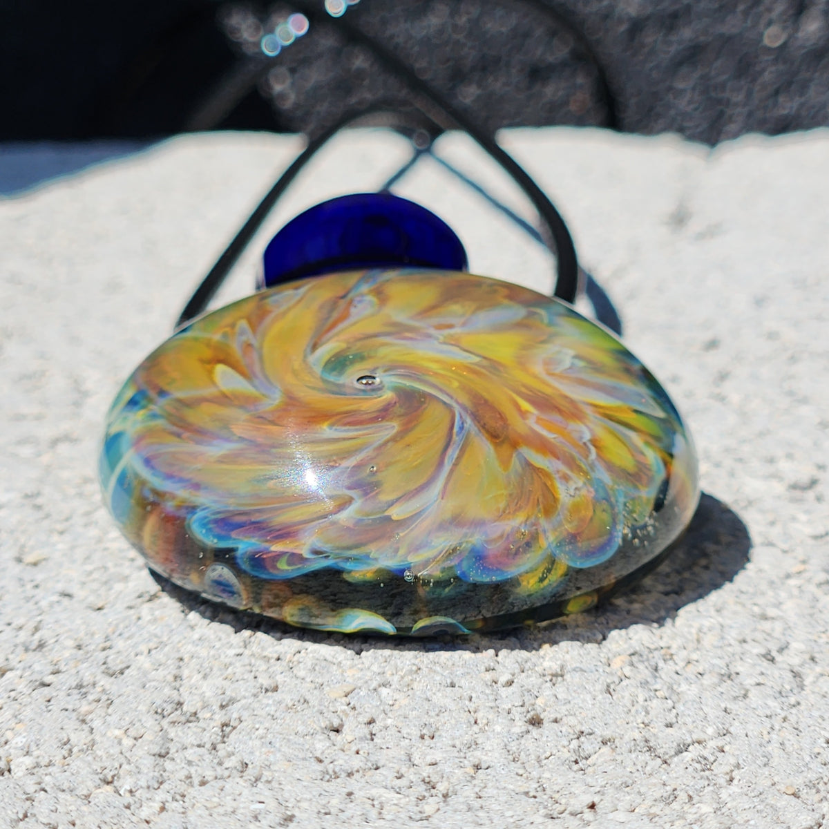 Golden Swirl Handmade Glass Pendant Necklace