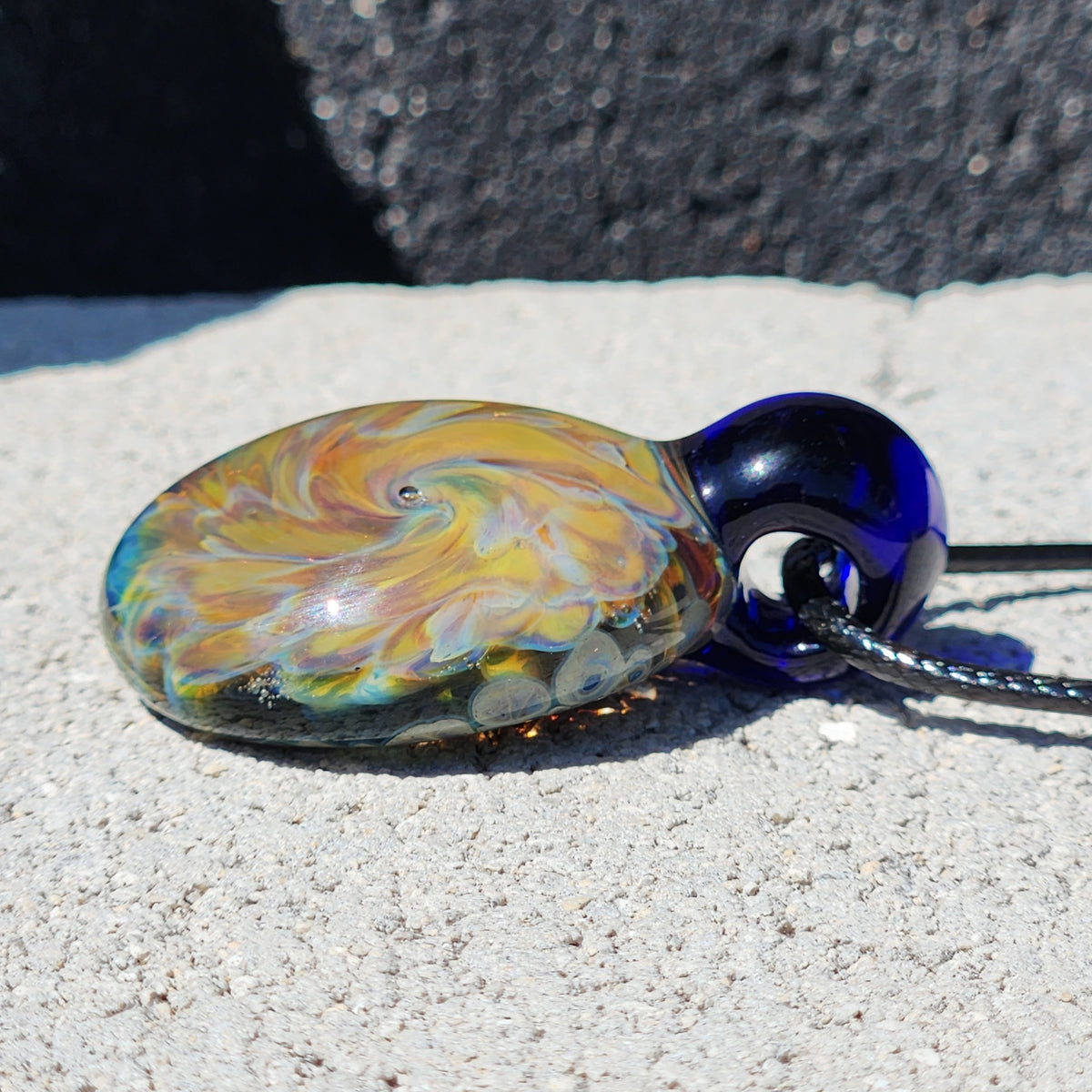 Golden Swirl Handmade Glass Pendant Necklace