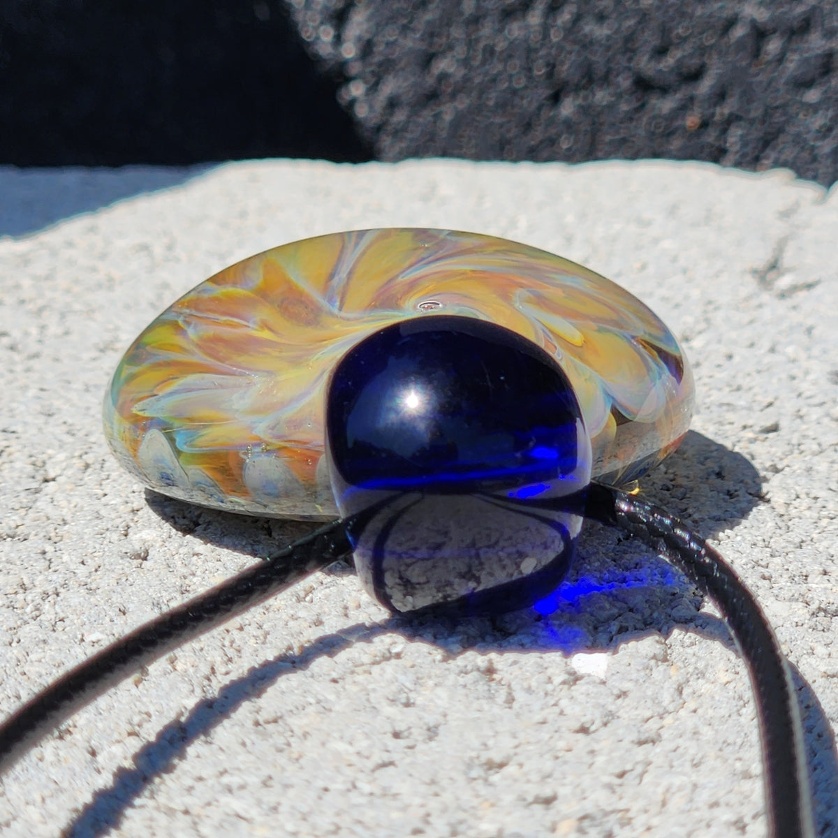 Golden Swirl Handmade Glass Pendant Necklace