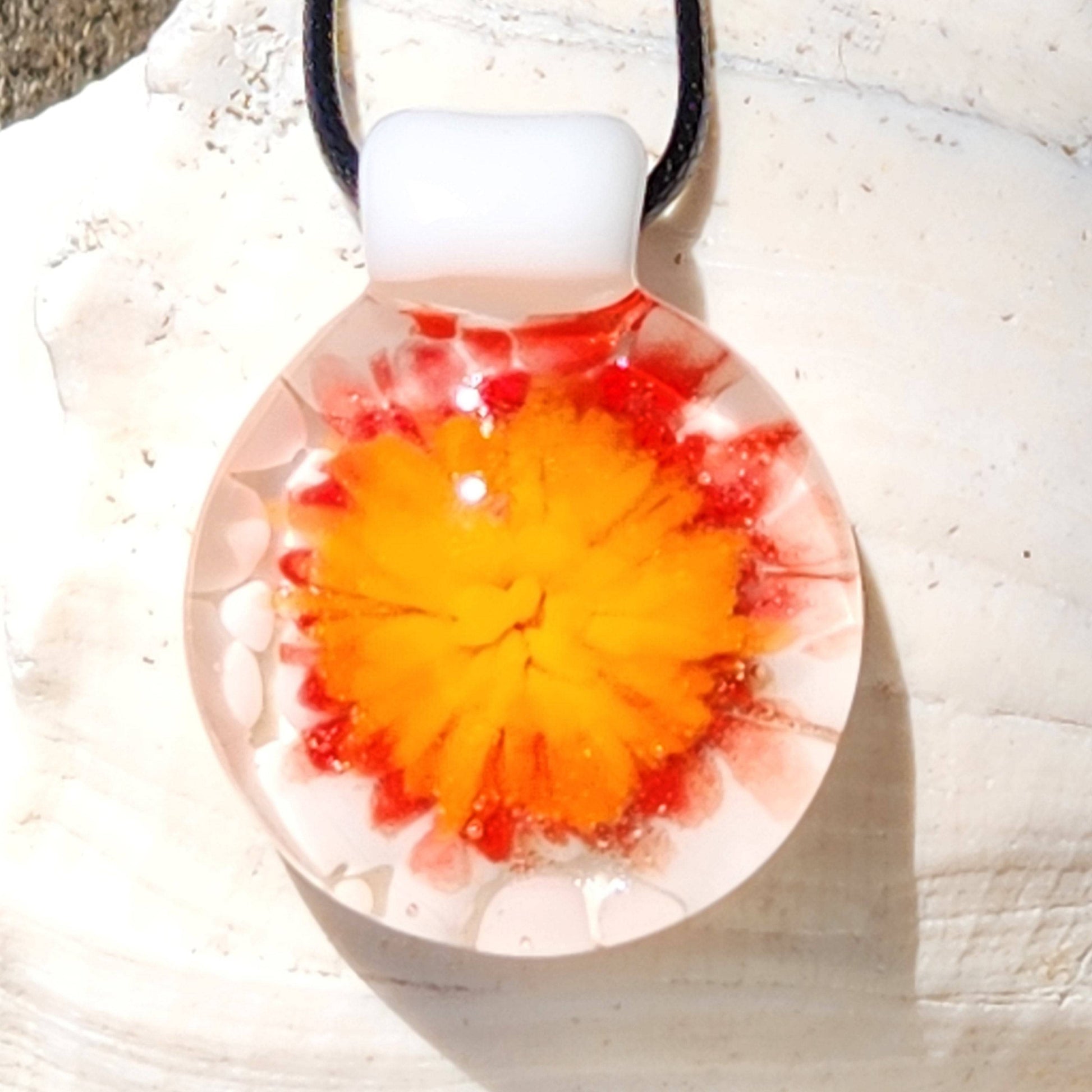 Blown Glass Flower Pendant DragonFireGlass