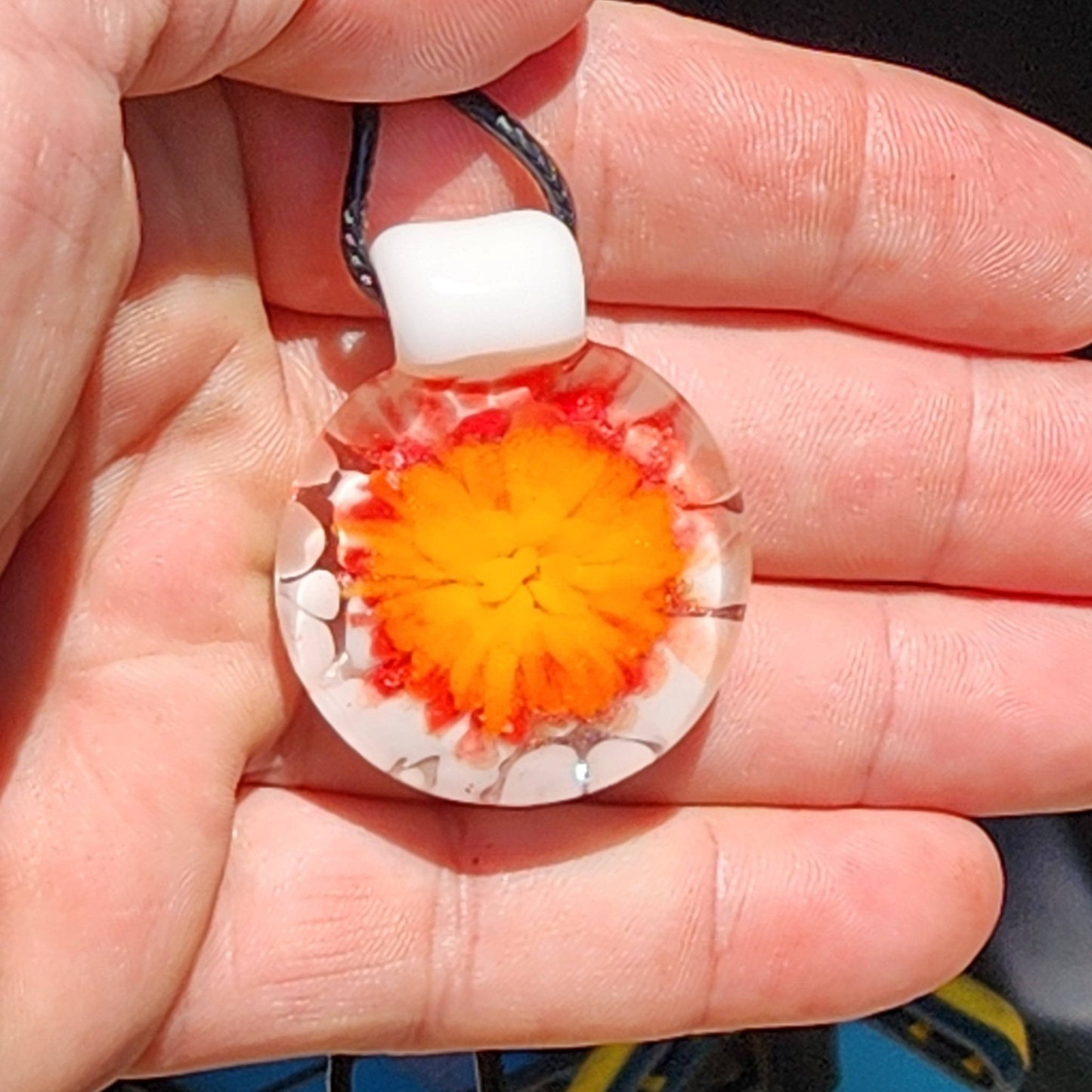 Blown Glass Flower Pendant DragonFireGlass