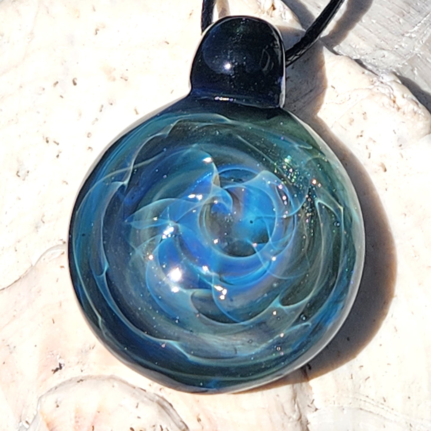 Blown Glass Pendant Necklace, Galaxy Glass Pendant DragonFireGlass