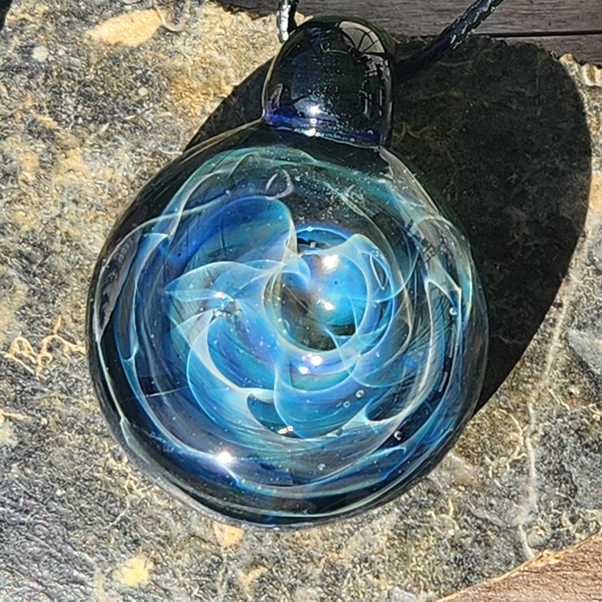 Blown Glass Pendant Necklace, Galaxy Glass Pendant DragonFireGlass