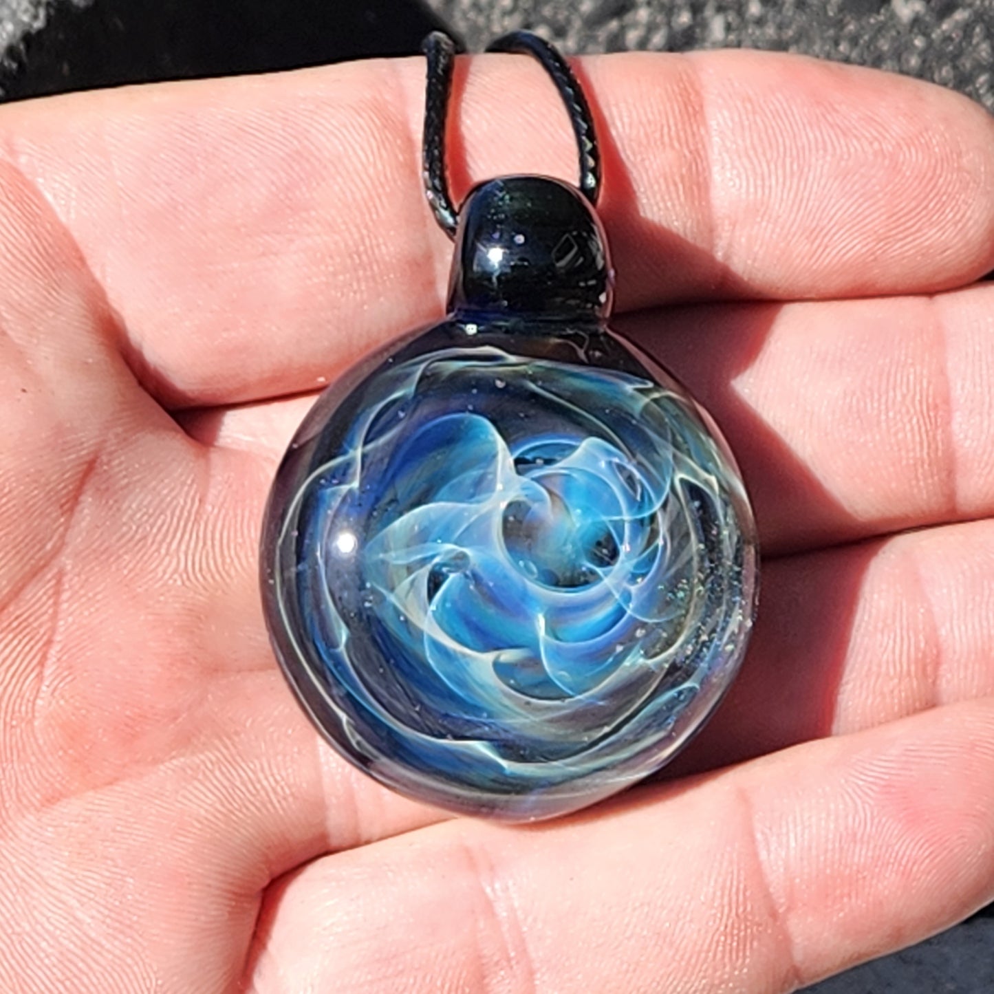 Blown Glass Pendant Necklace, Galaxy Glass Pendant DragonFireGlass