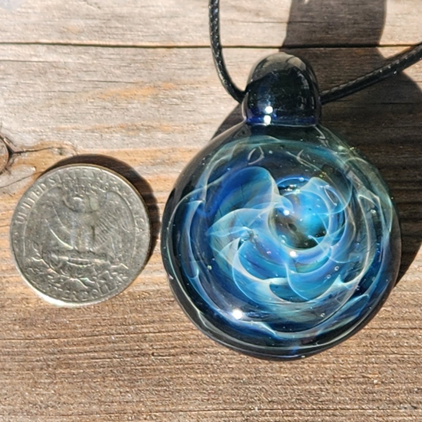 Blown Glass Pendant Necklace, Galaxy Glass Pendant DragonFireGlass