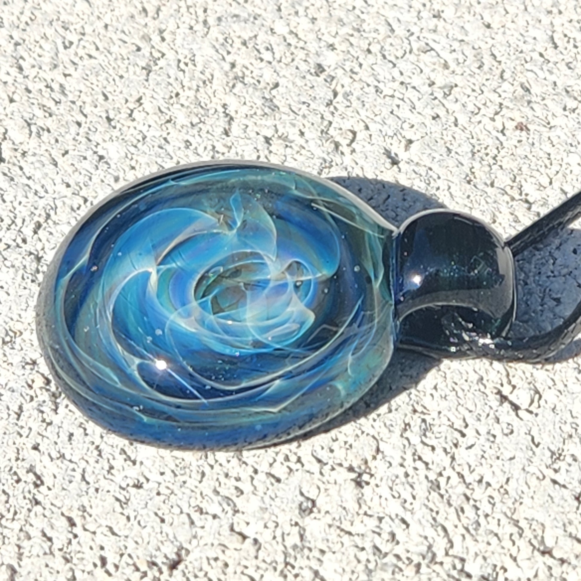 Blown Glass Pendant Necklace, Galaxy Glass Pendant DragonFireGlass