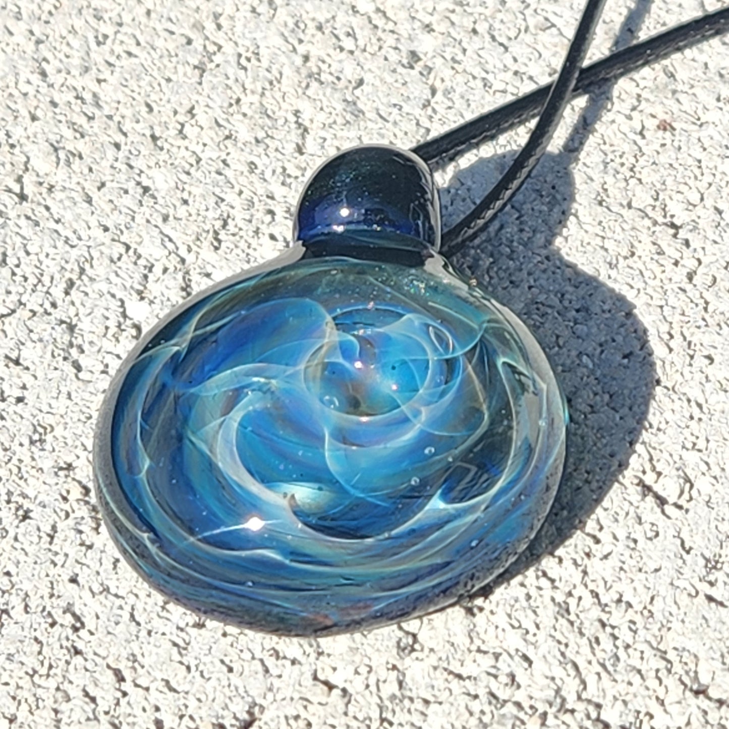 Blown Glass Pendant Necklace, Galaxy Glass Pendant DragonFireGlass